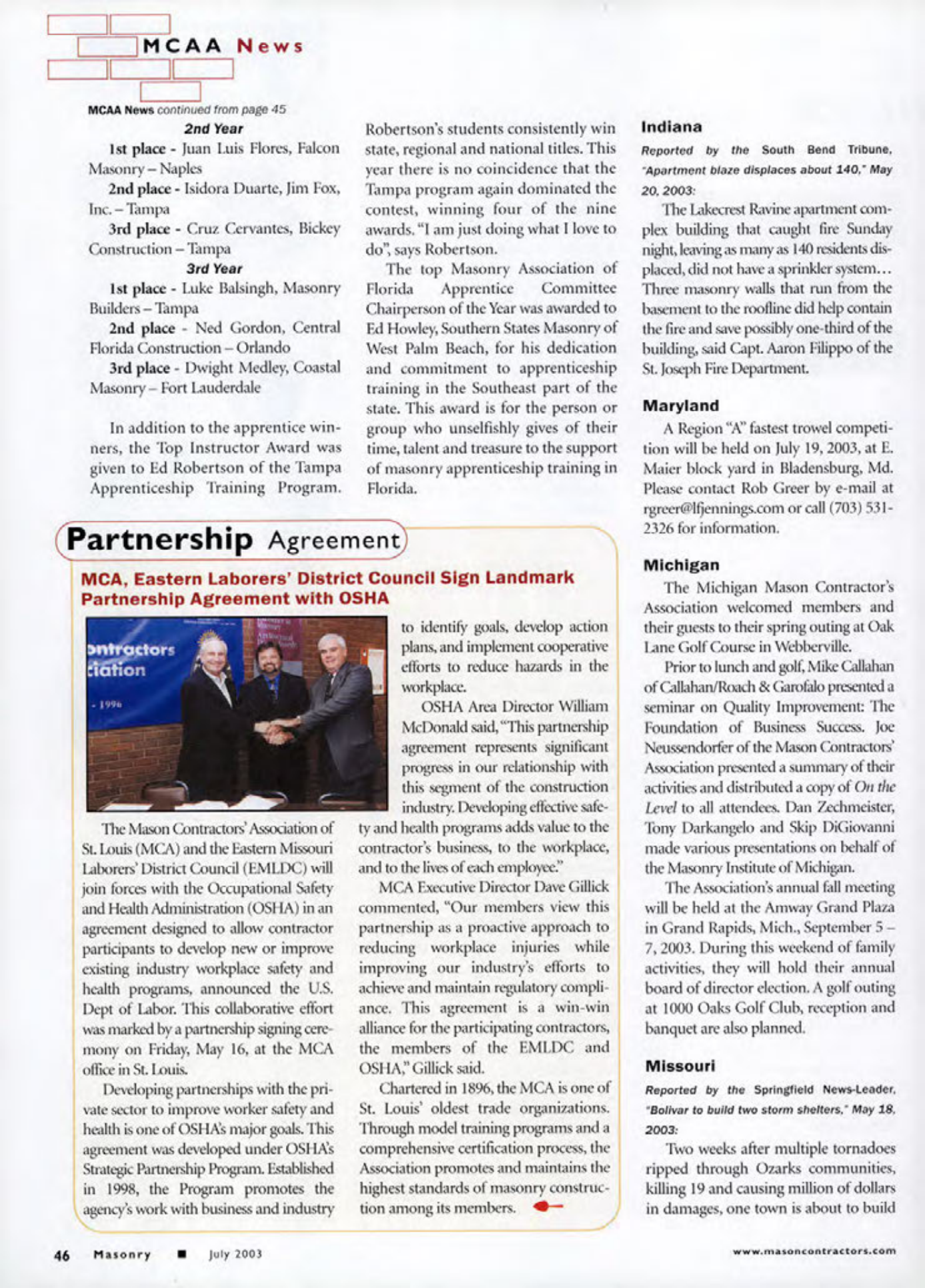 Masonry Magazine July 2003 Page. 48