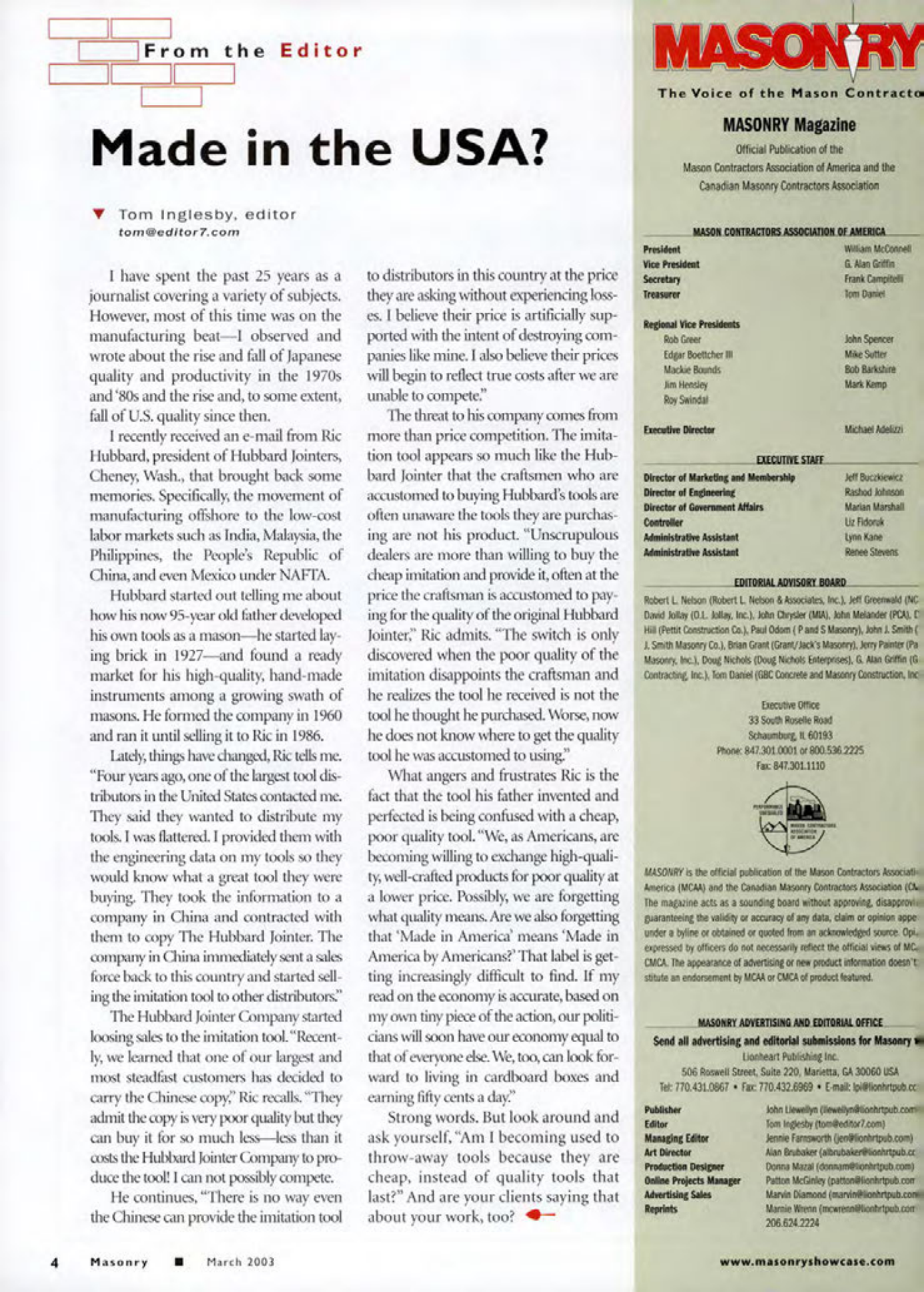 Masonry Magazine March 2003 Page. 6