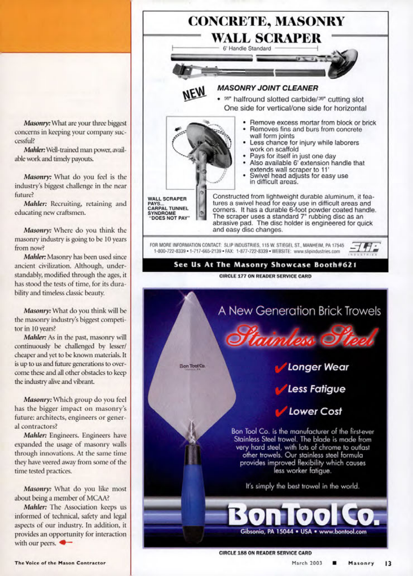 Masonry Magazine March 2003 Page. 15