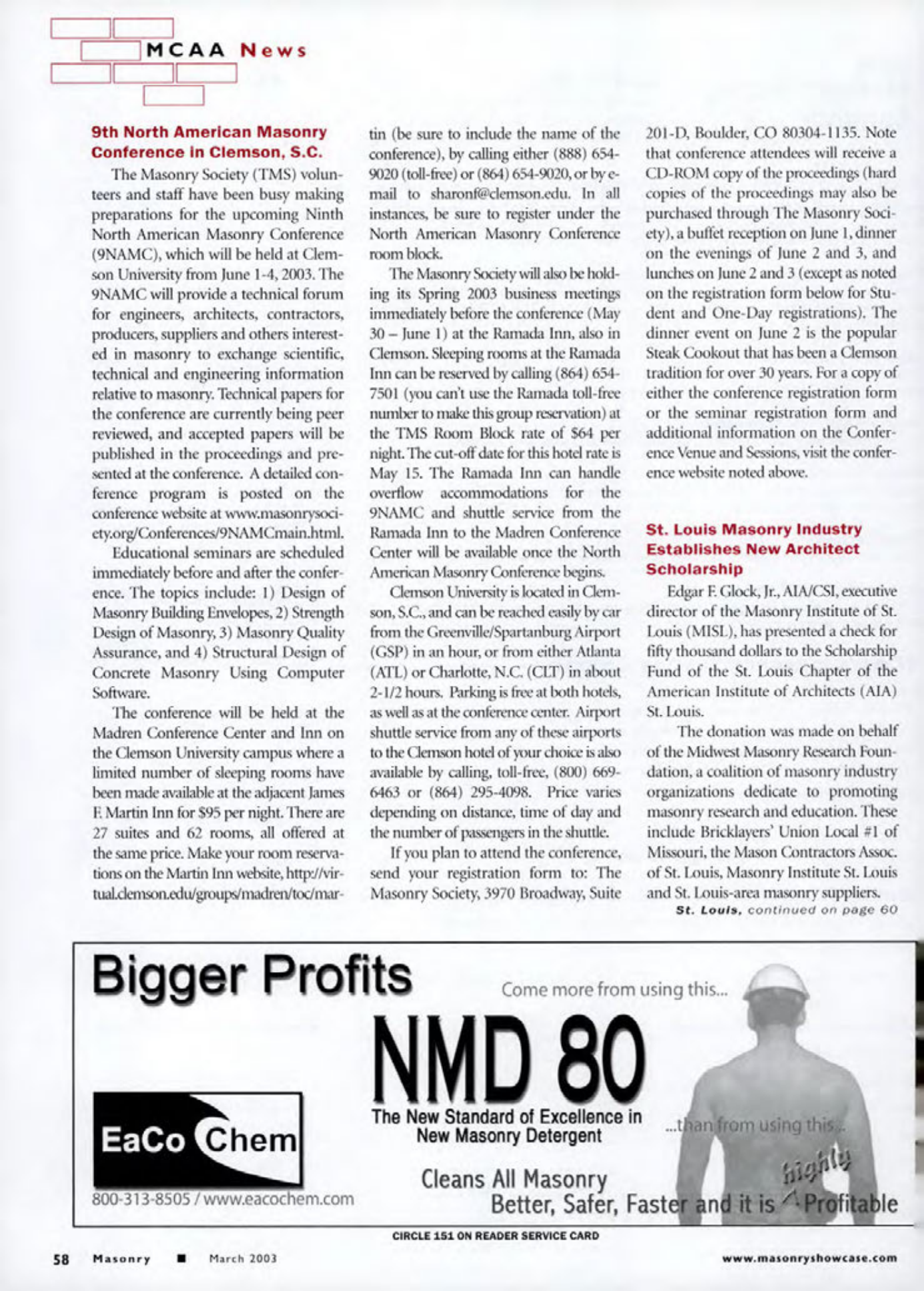 Masonry Magazine March 2003 Page. 60