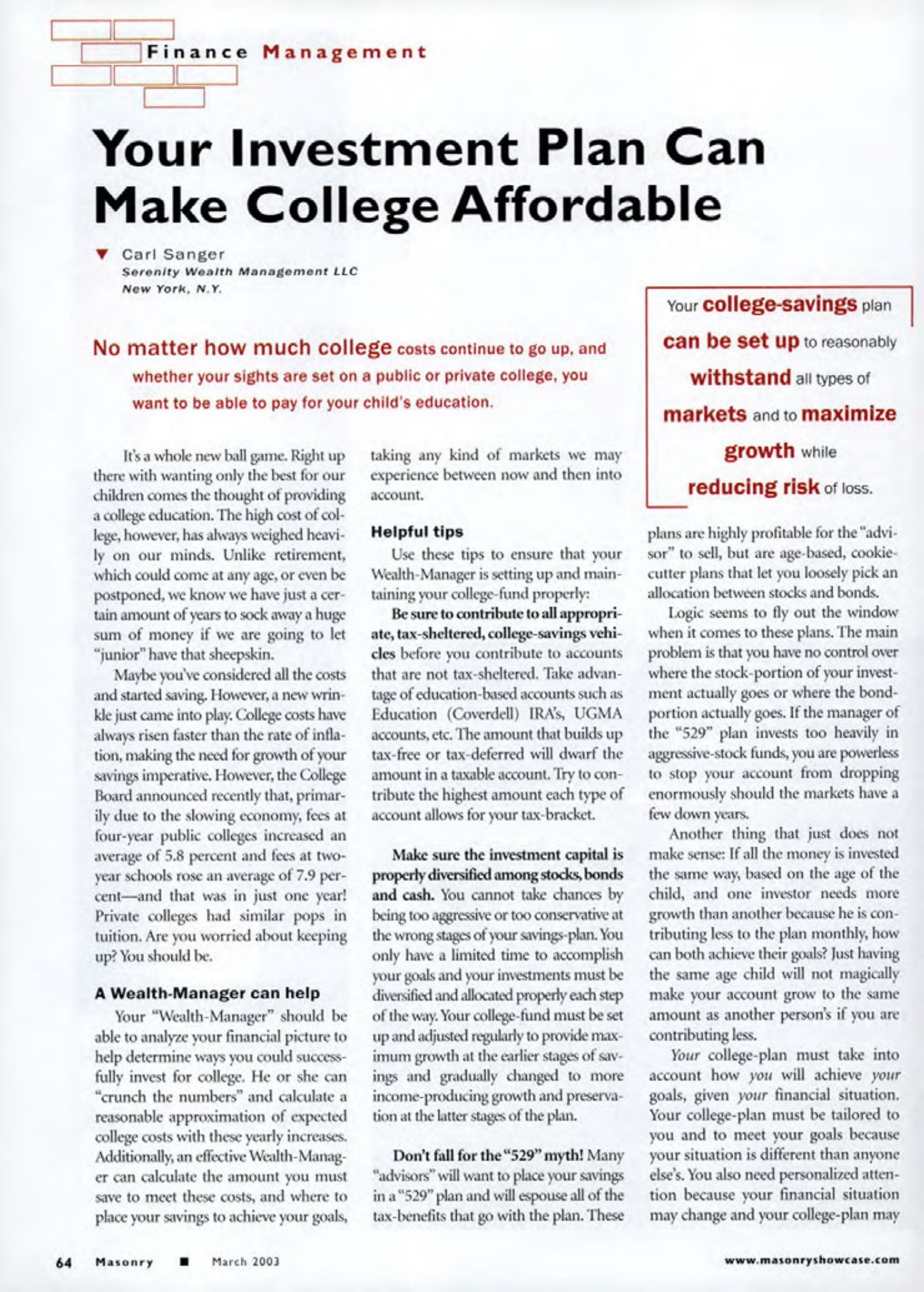 Masonry Magazine March 2003 Page. 66