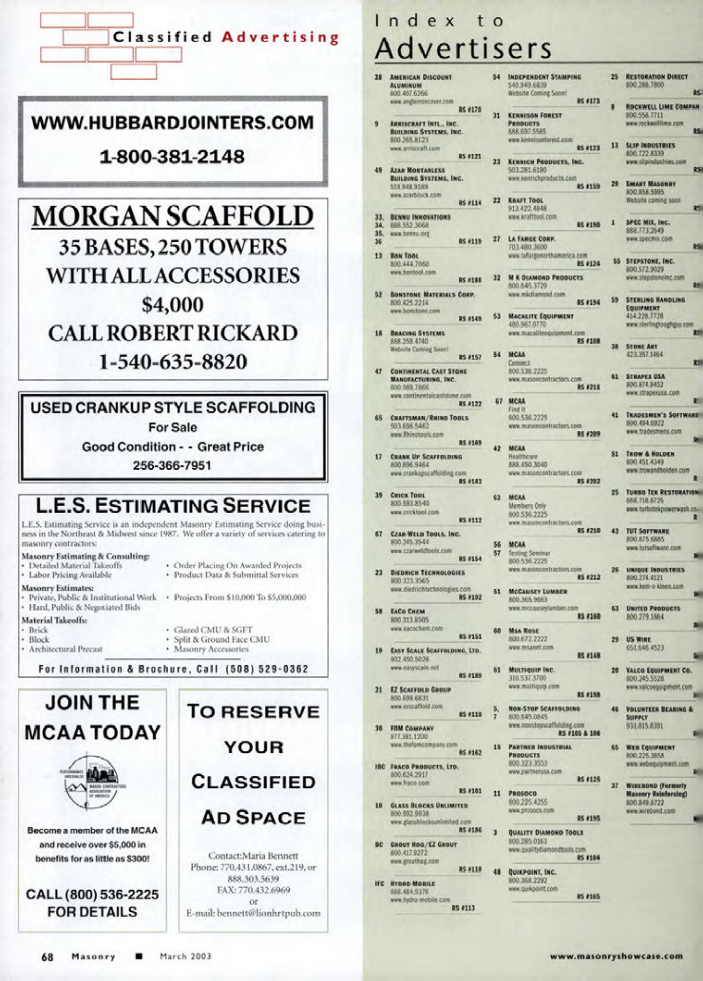 Masonry Magazine March 2003 Page. 70