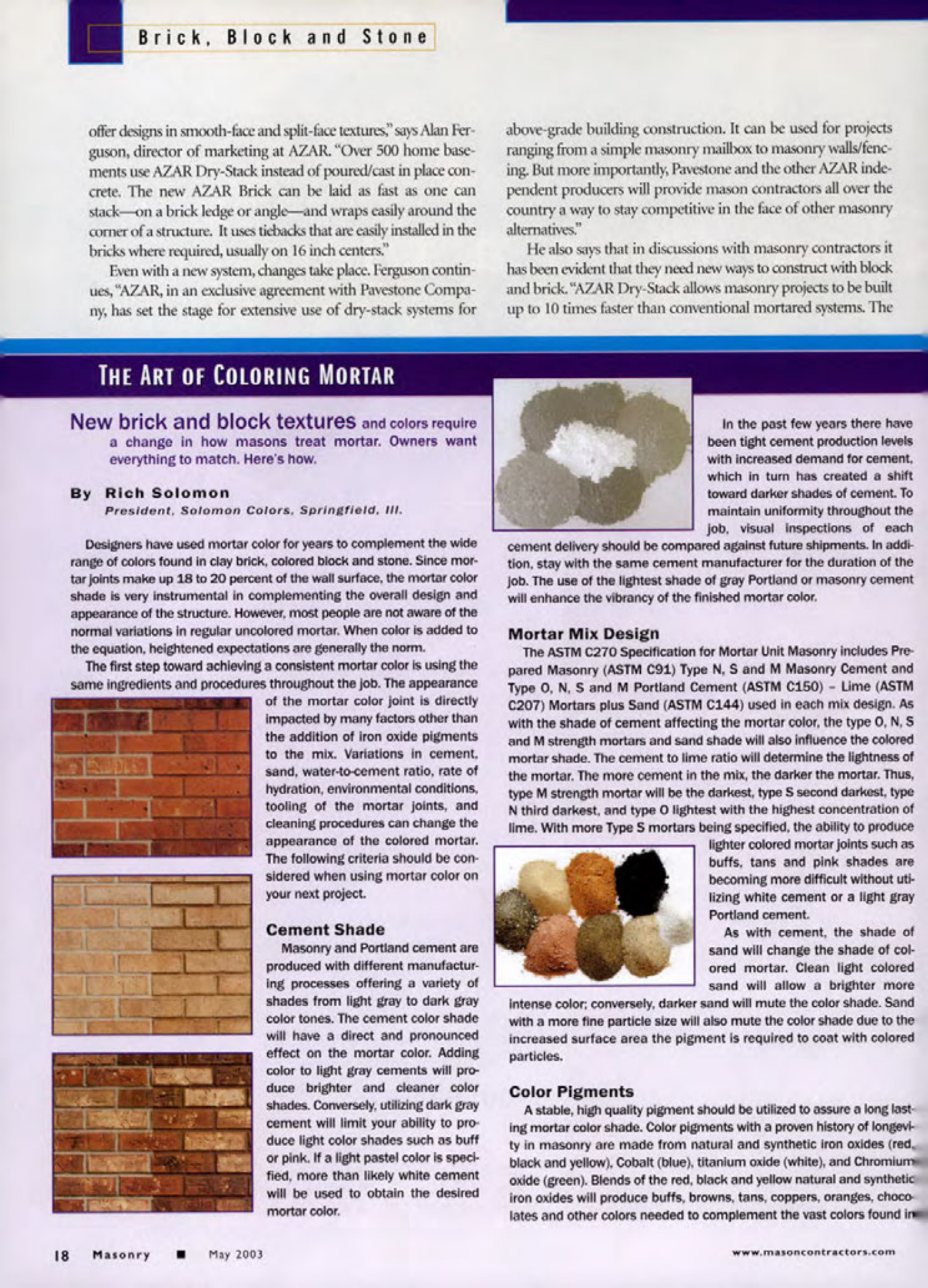 Masonry Magazine May 2003 Page. 20