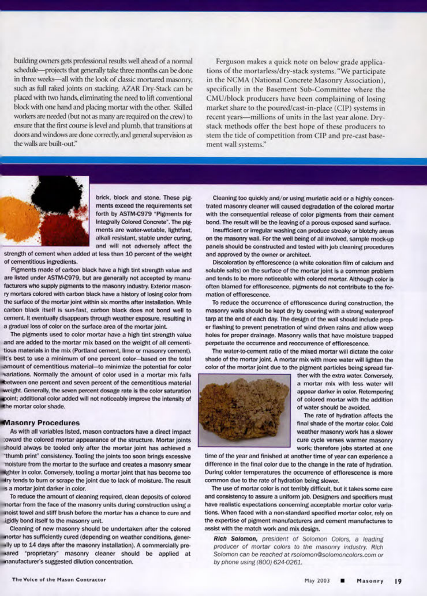 Masonry Magazine May 2003 Page. 21
