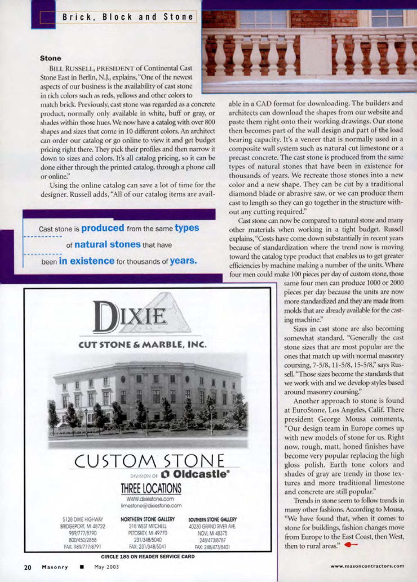 Masonry Magazine May 2003 Page. 22