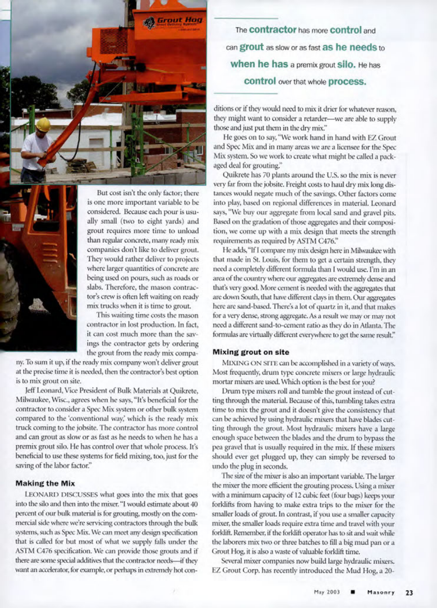Masonry Magazine May 2003 Page. 25