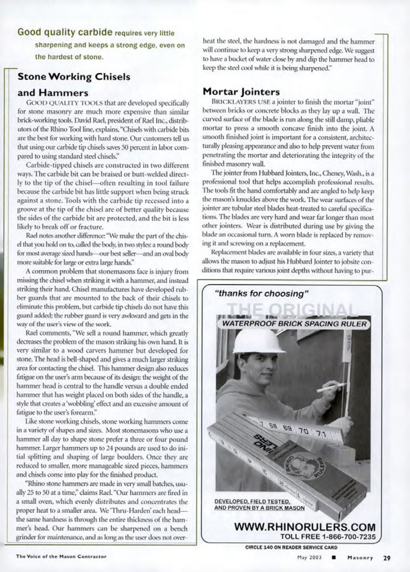 Masonry Magazine May 2003 Page. 31