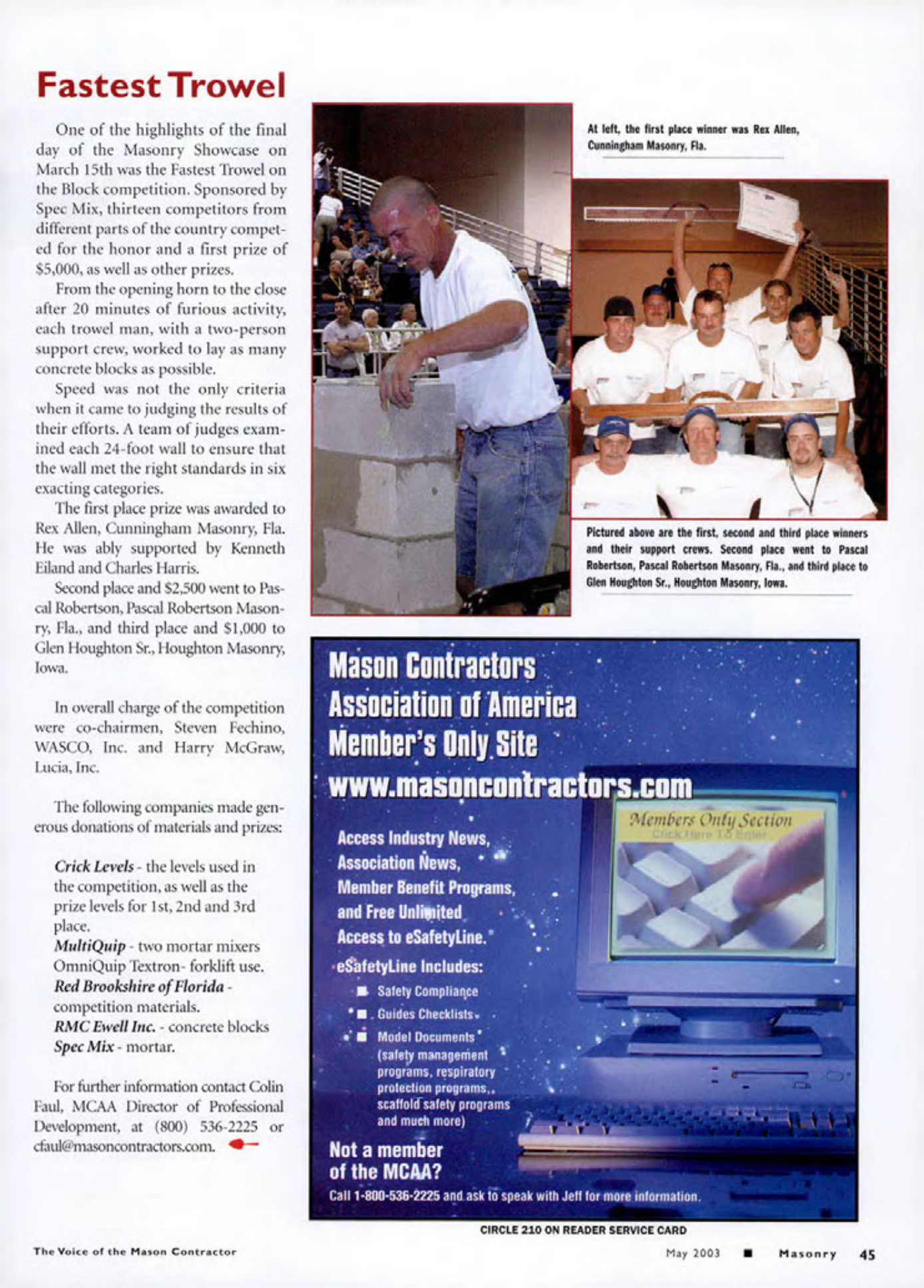 Masonry Magazine May 2003 Page. 47