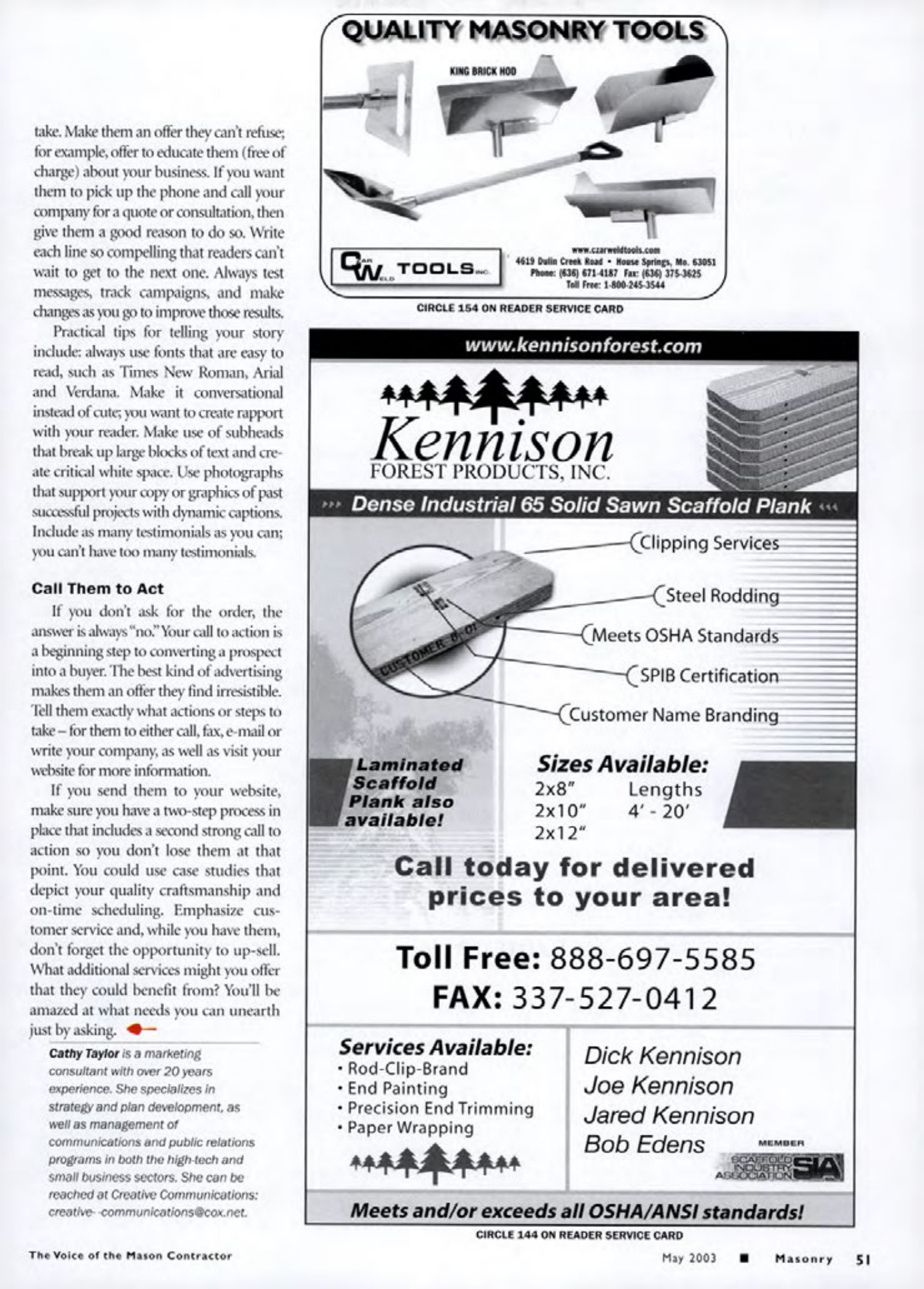 Masonry Magazine May 2003 Page. 53