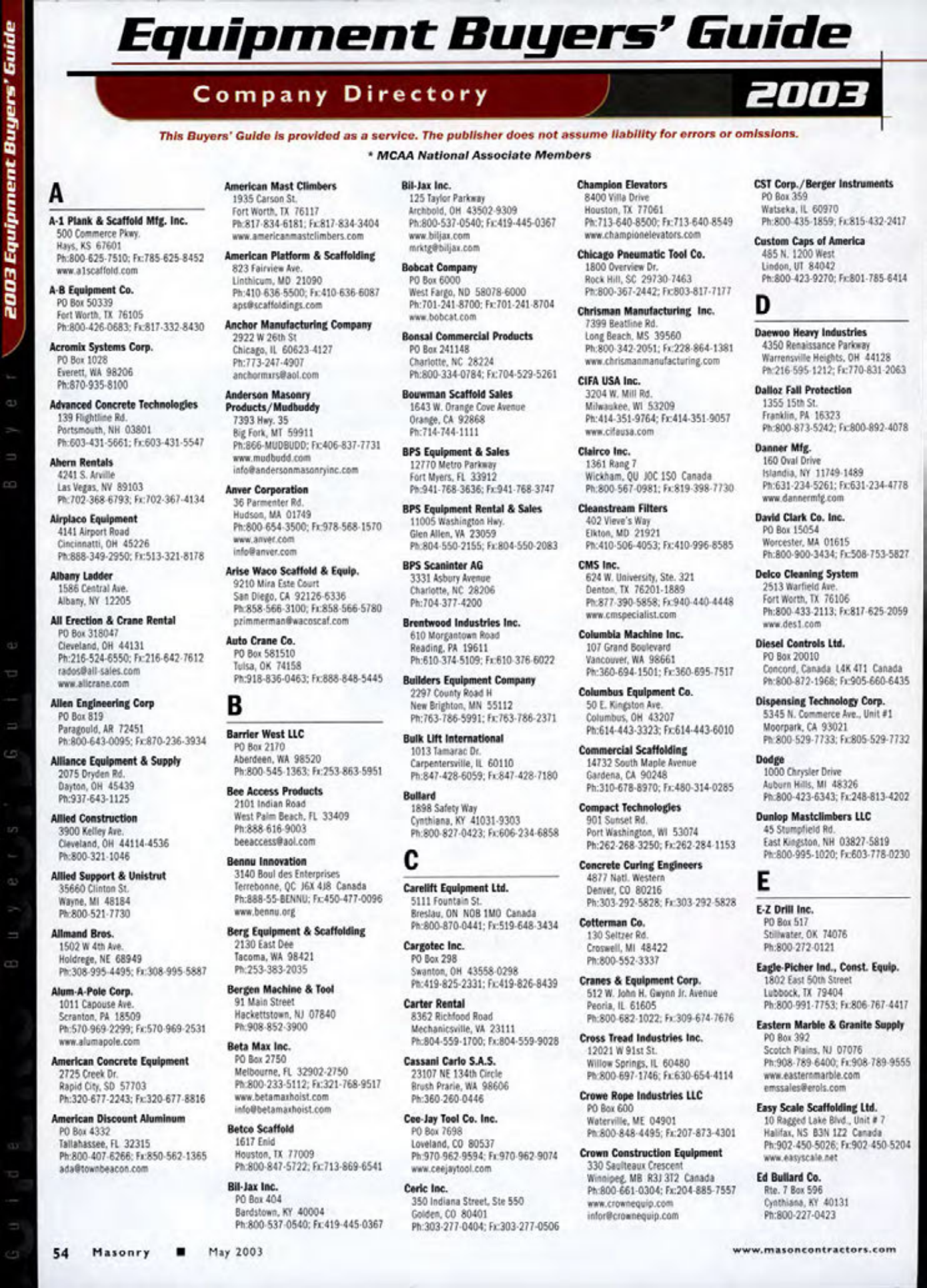 Masonry Magazine May 2003 Page. 56