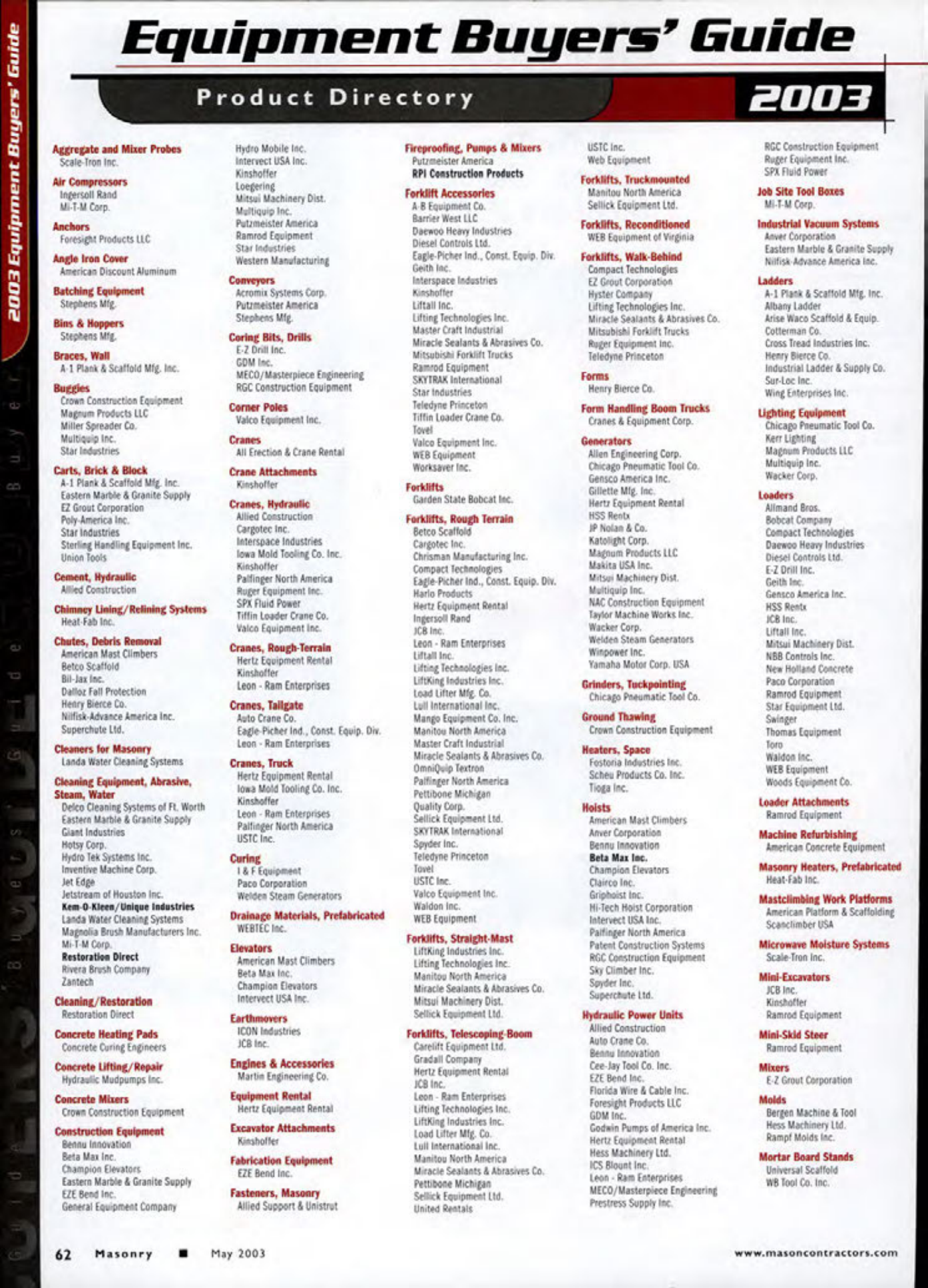 Masonry Magazine May 2003 Page. 64