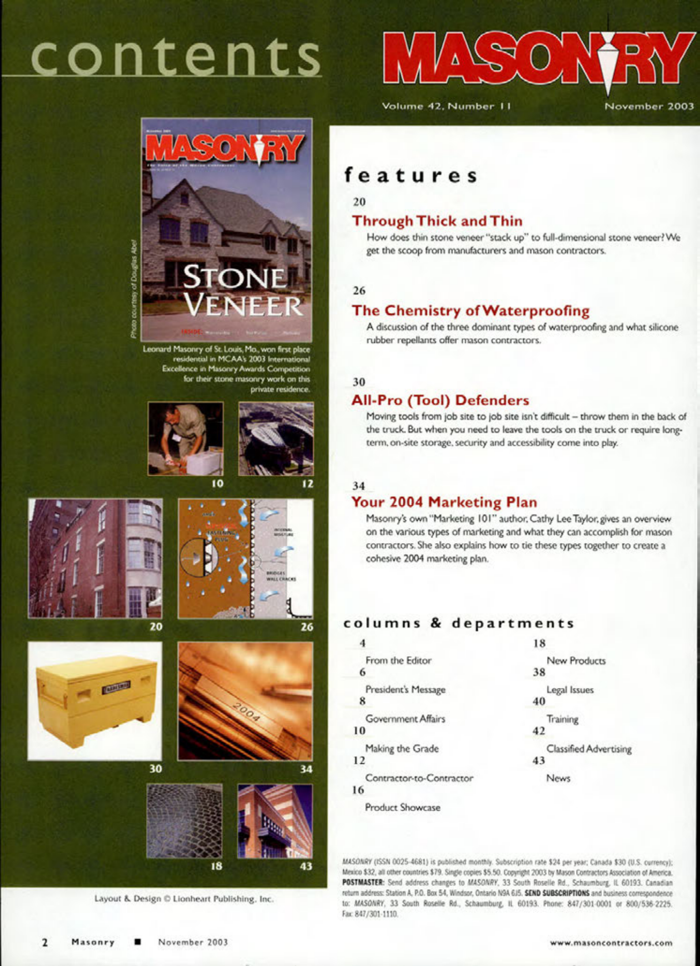 Masonry Magazine November 2003 Page. 4