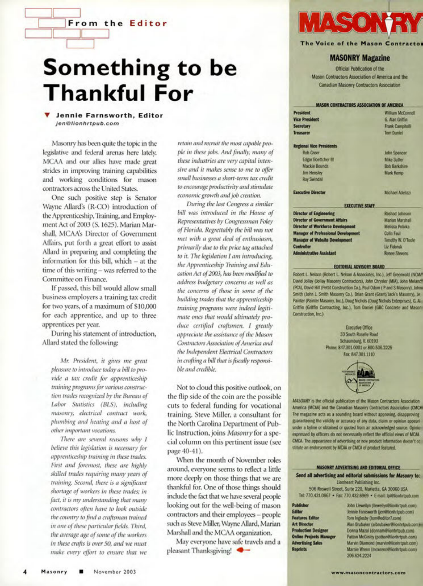 Masonry Magazine November 2003 Page. 6