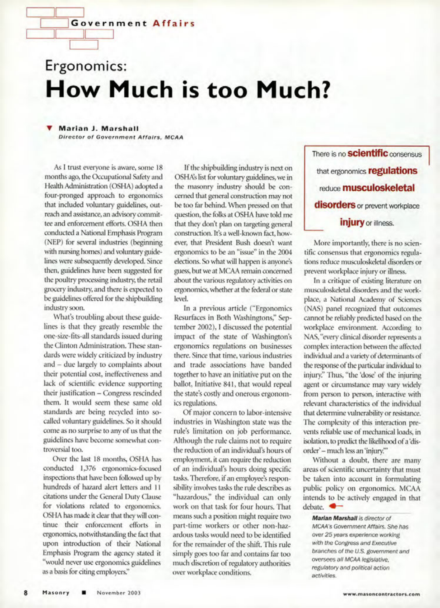 Masonry Magazine November 2003 Page. 10