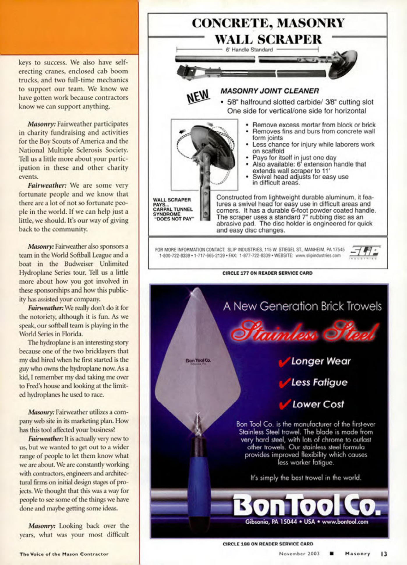 Masonry Magazine November 2003 Page. 15