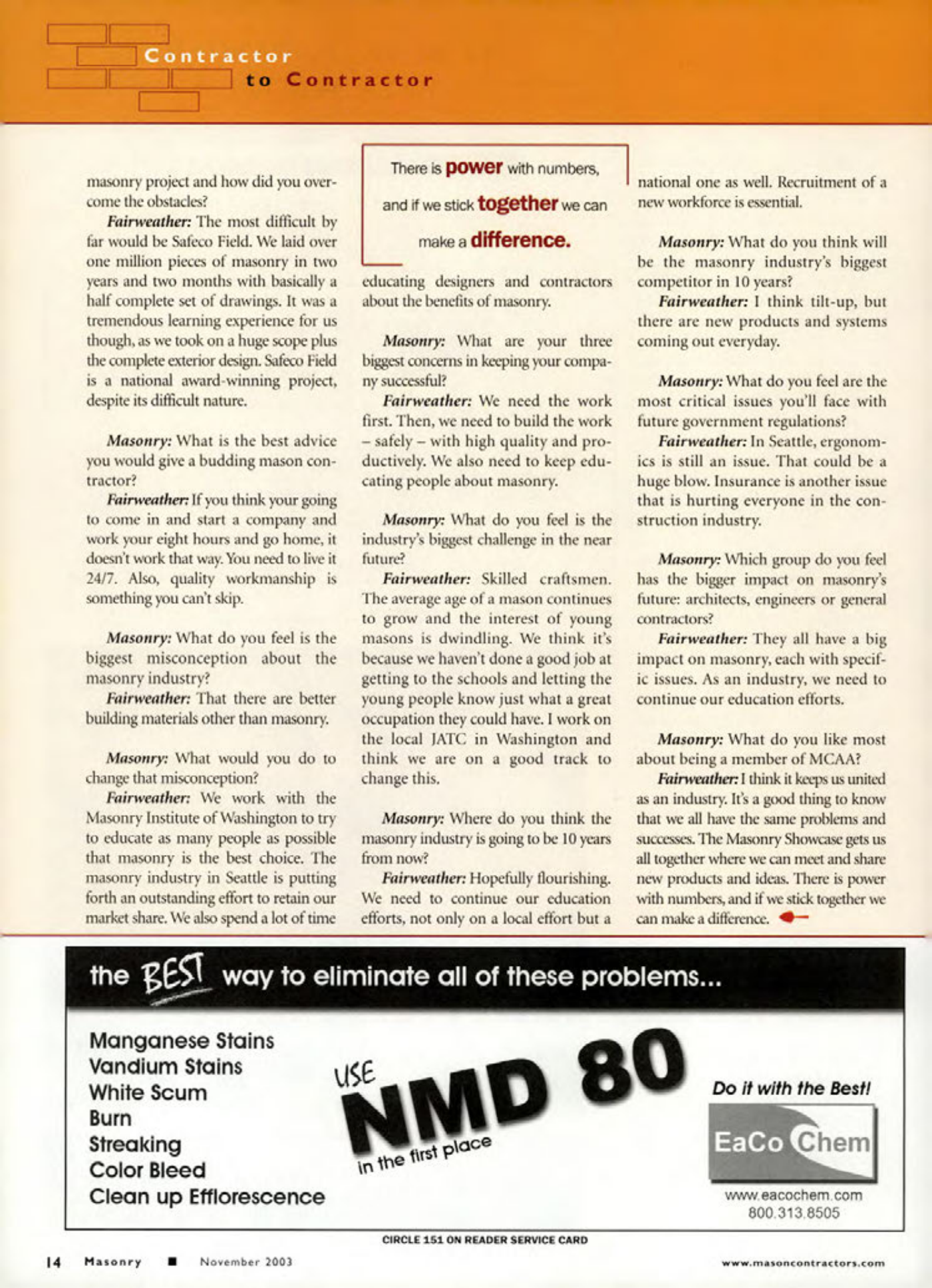 Masonry Magazine November 2003 Page. 16