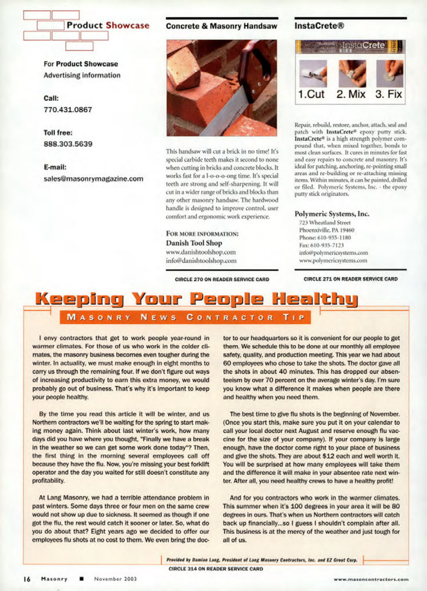 Masonry Magazine November 2003 Page. 18