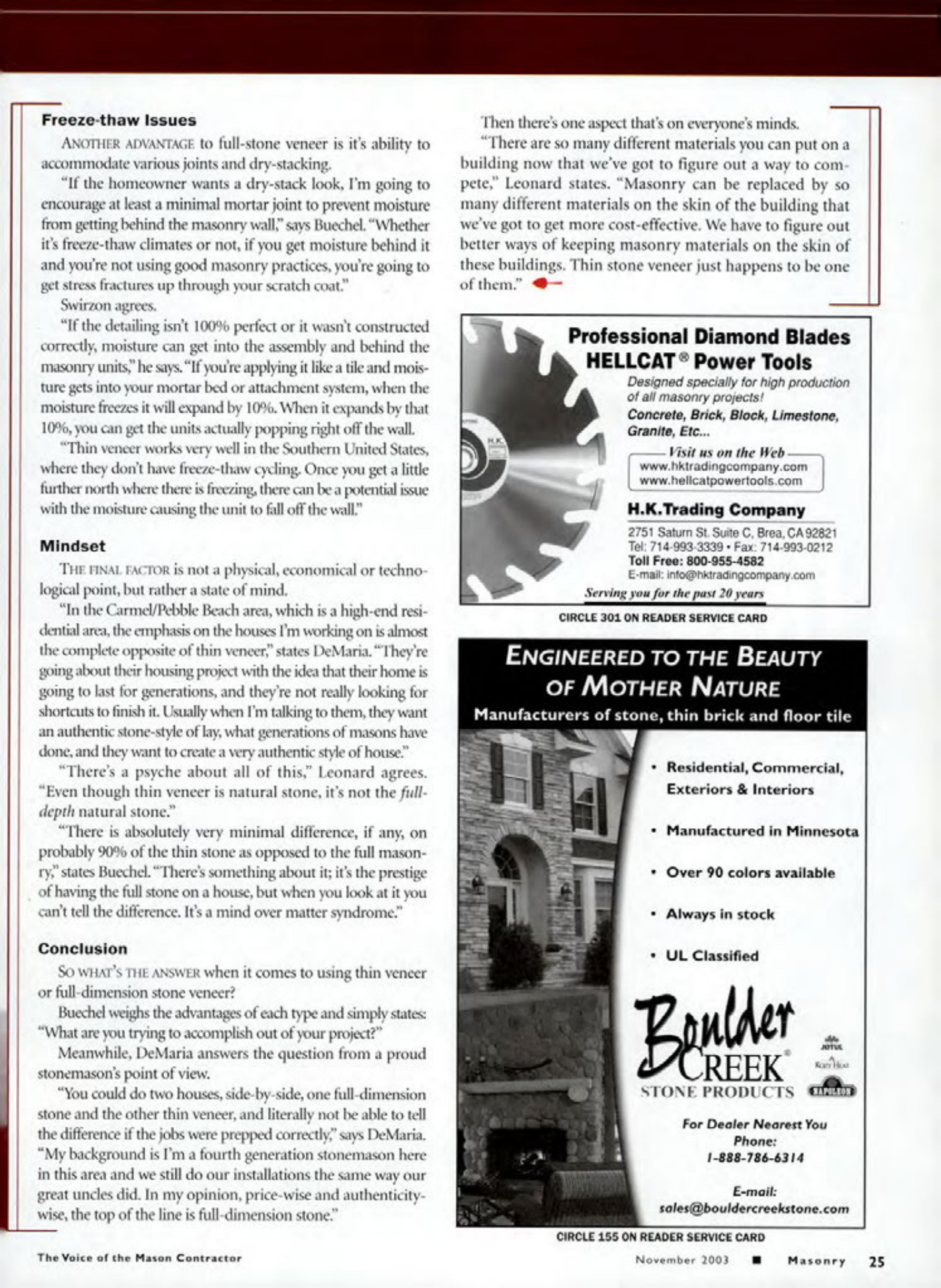Masonry Magazine November 2003 Page. 27
