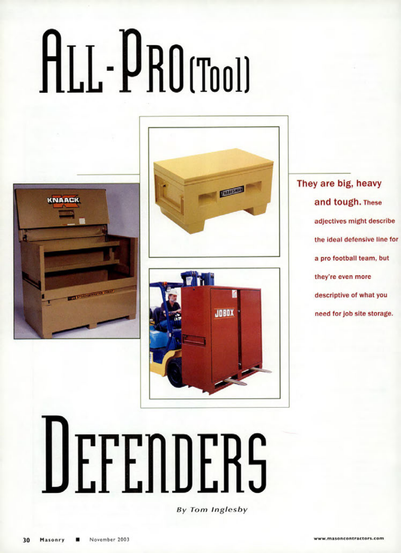 Masonry Magazine November 2003 Page. 32