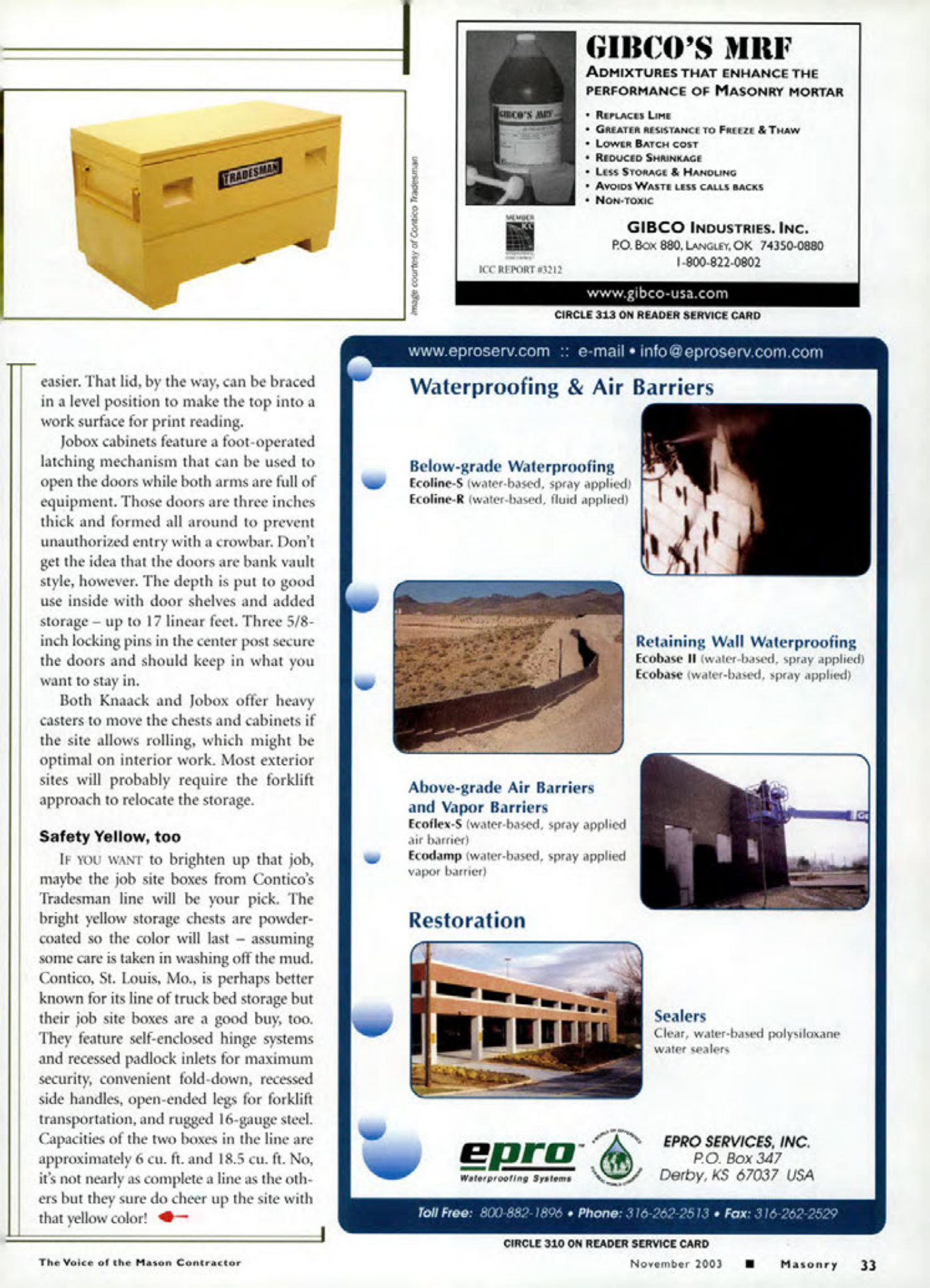 Masonry Magazine November 2003 Page. 35