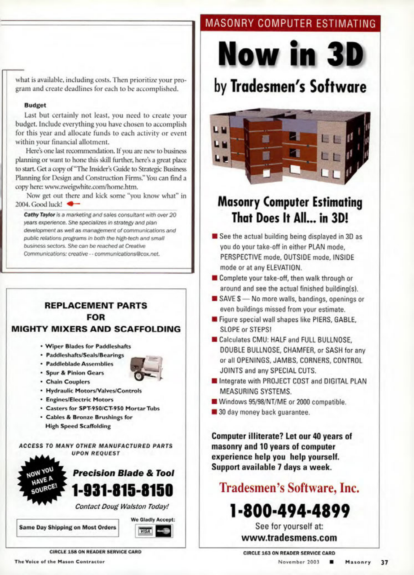 Masonry Magazine November 2003 Page. 39