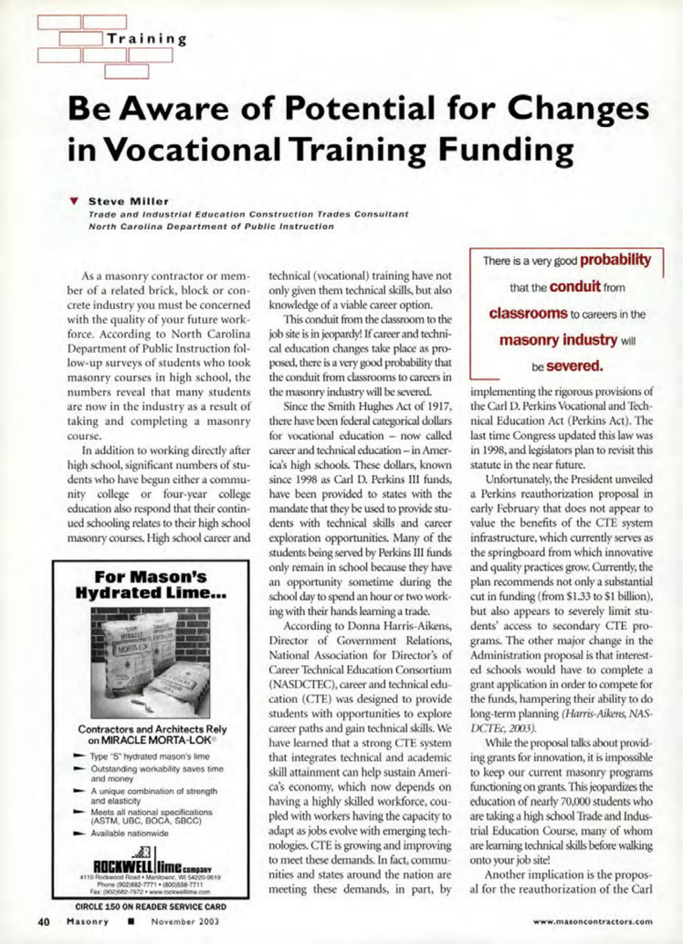 Masonry Magazine November 2003 Page. 42