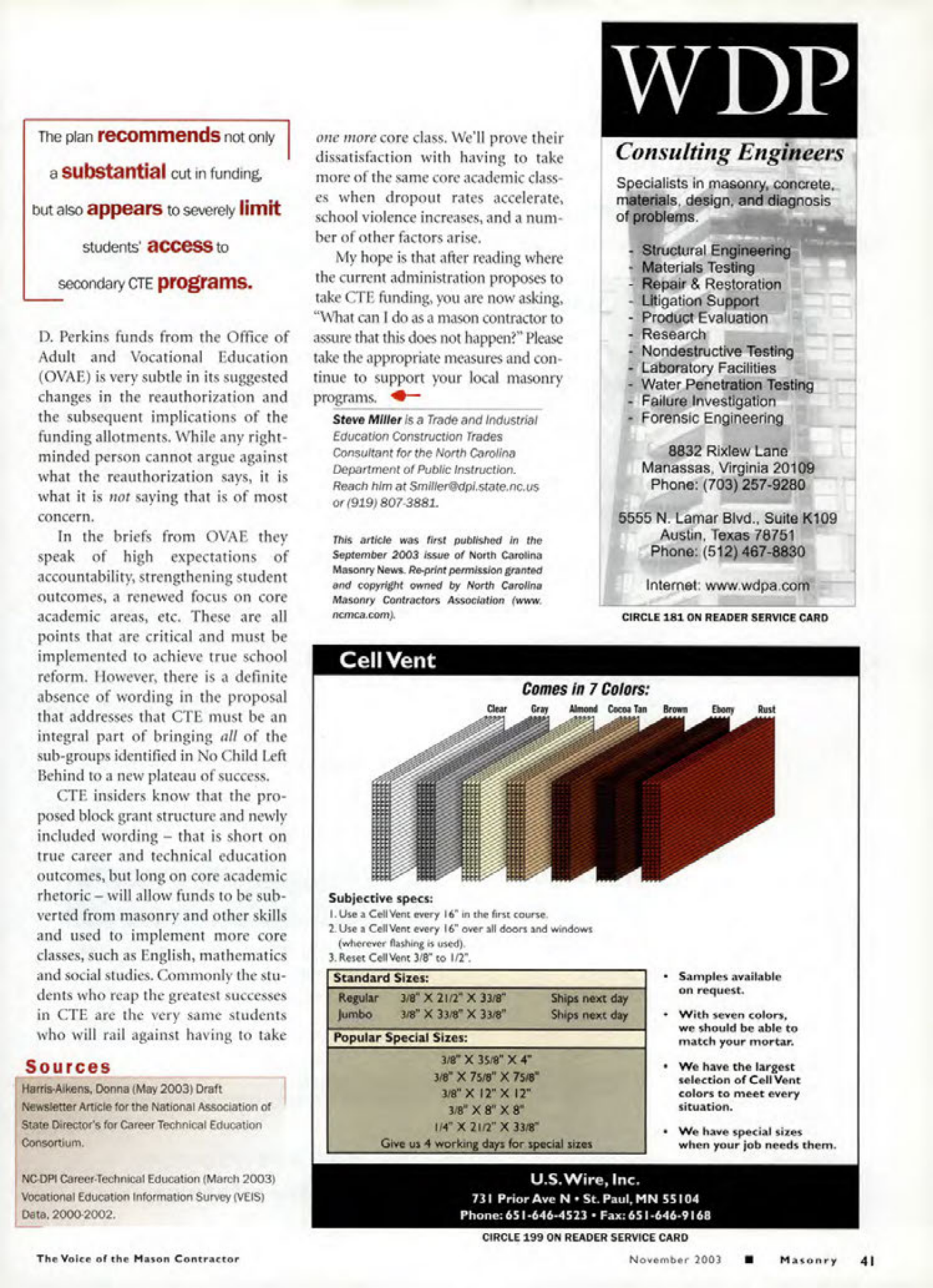 Masonry Magazine November 2003 Page. 43