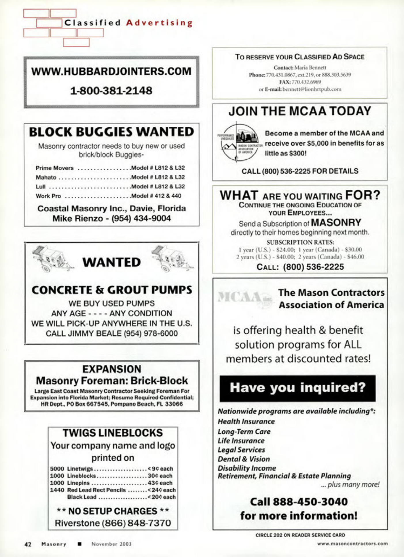 Masonry Magazine November 2003 Page. 44