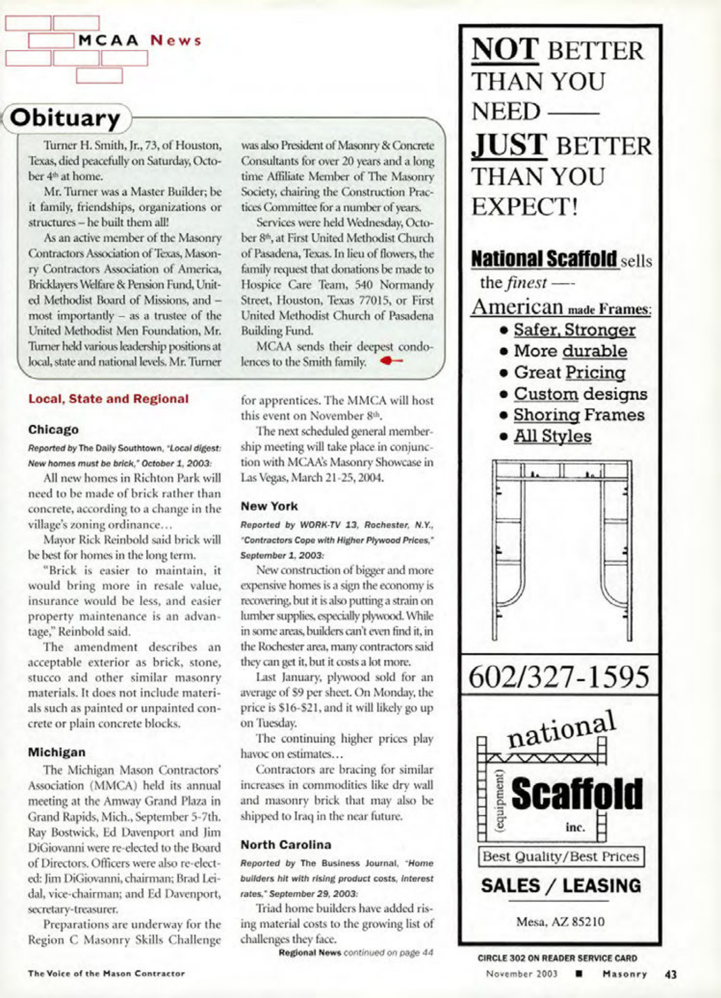 Masonry Magazine November 2003 Page. 45