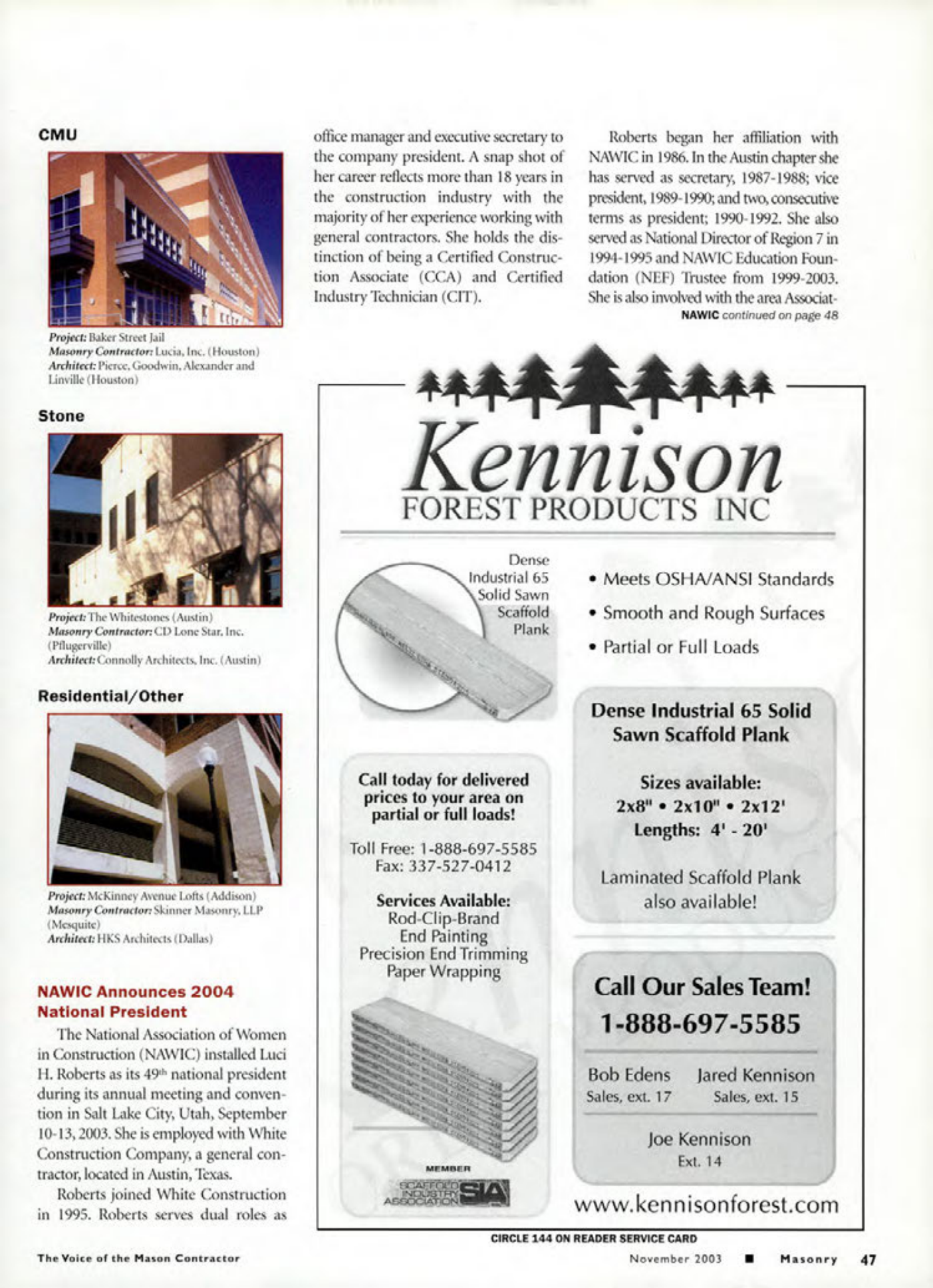 Masonry Magazine November 2003 Page. 49