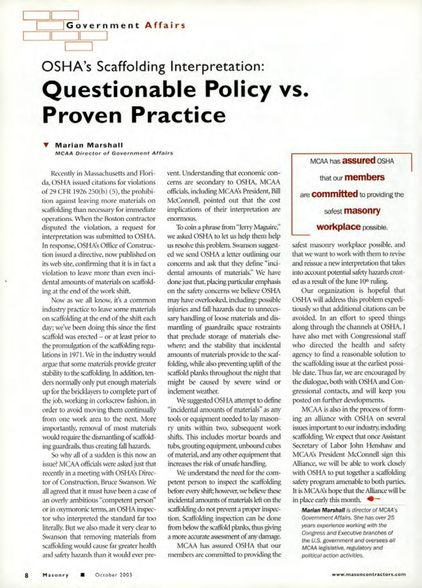 Masonry Magazine October 2003 Page. 10