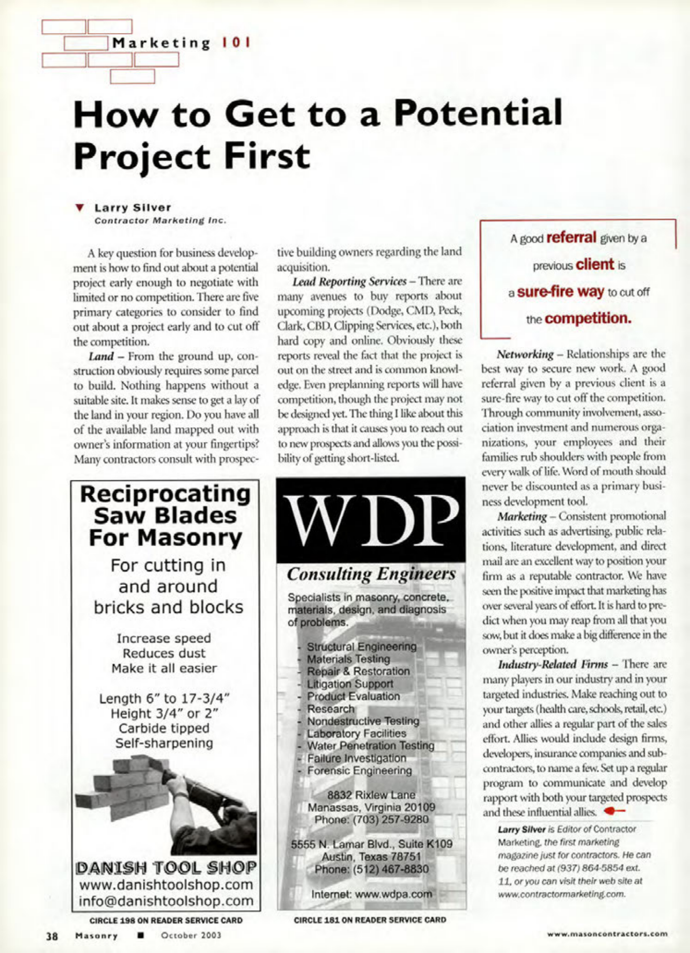 Masonry Magazine October 2003 Page. 40