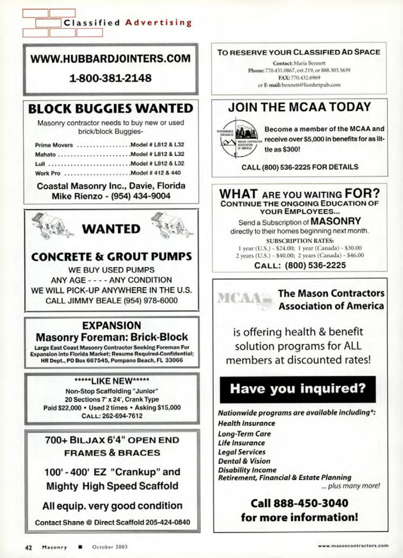 Masonry Magazine October 2003 Page. 44