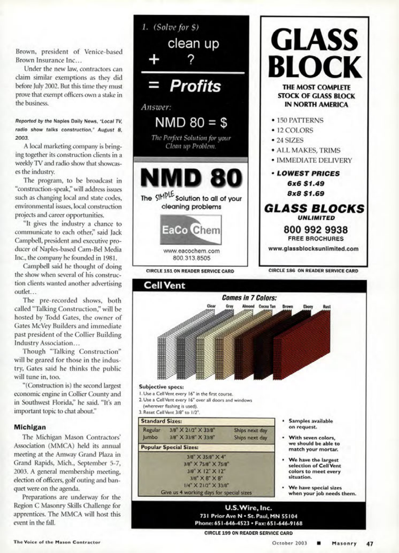 Masonry Magazine October 2003 Page. 49