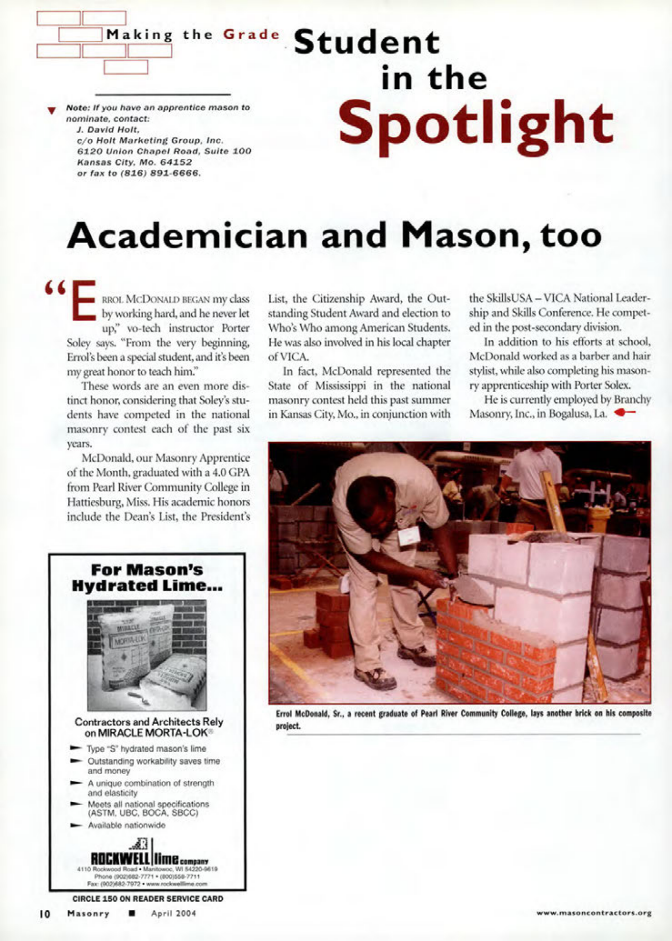 Masonry Magazine April 2004 Page. 12