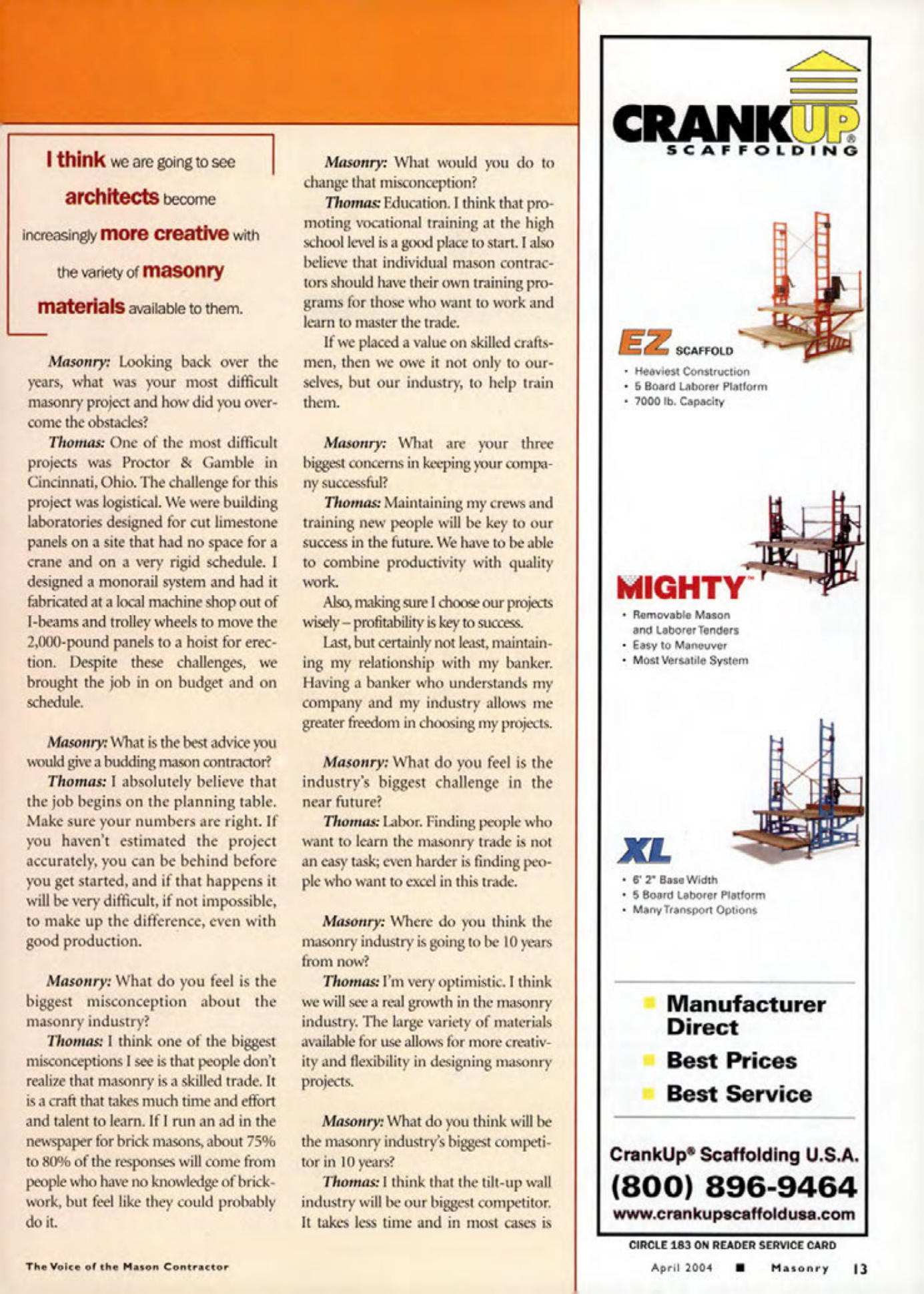 Masonry Magazine April 2004 Page. 15