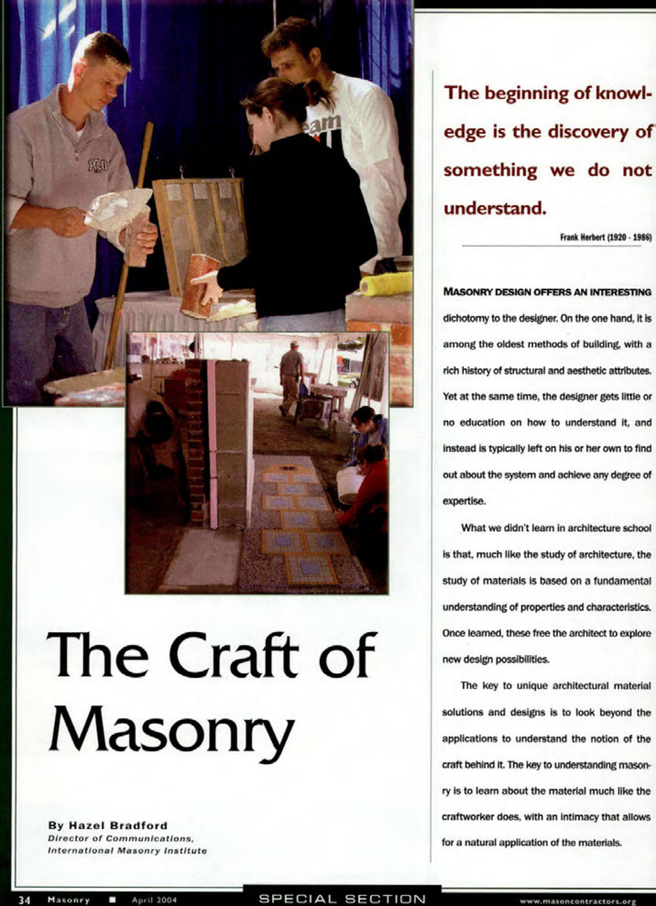 Masonry Magazine April 2004 Page. 36