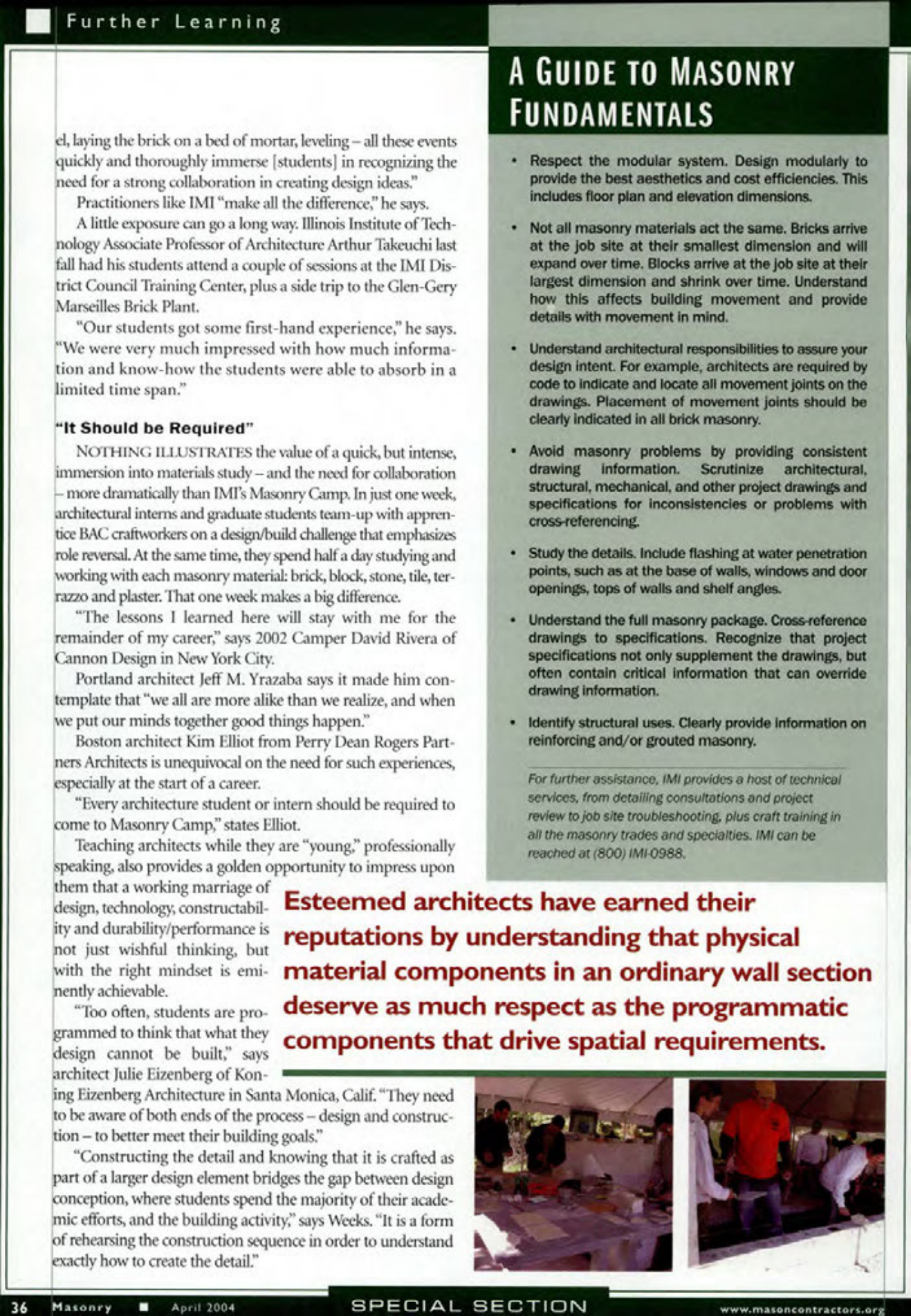 Masonry Magazine April 2004 Page. 38