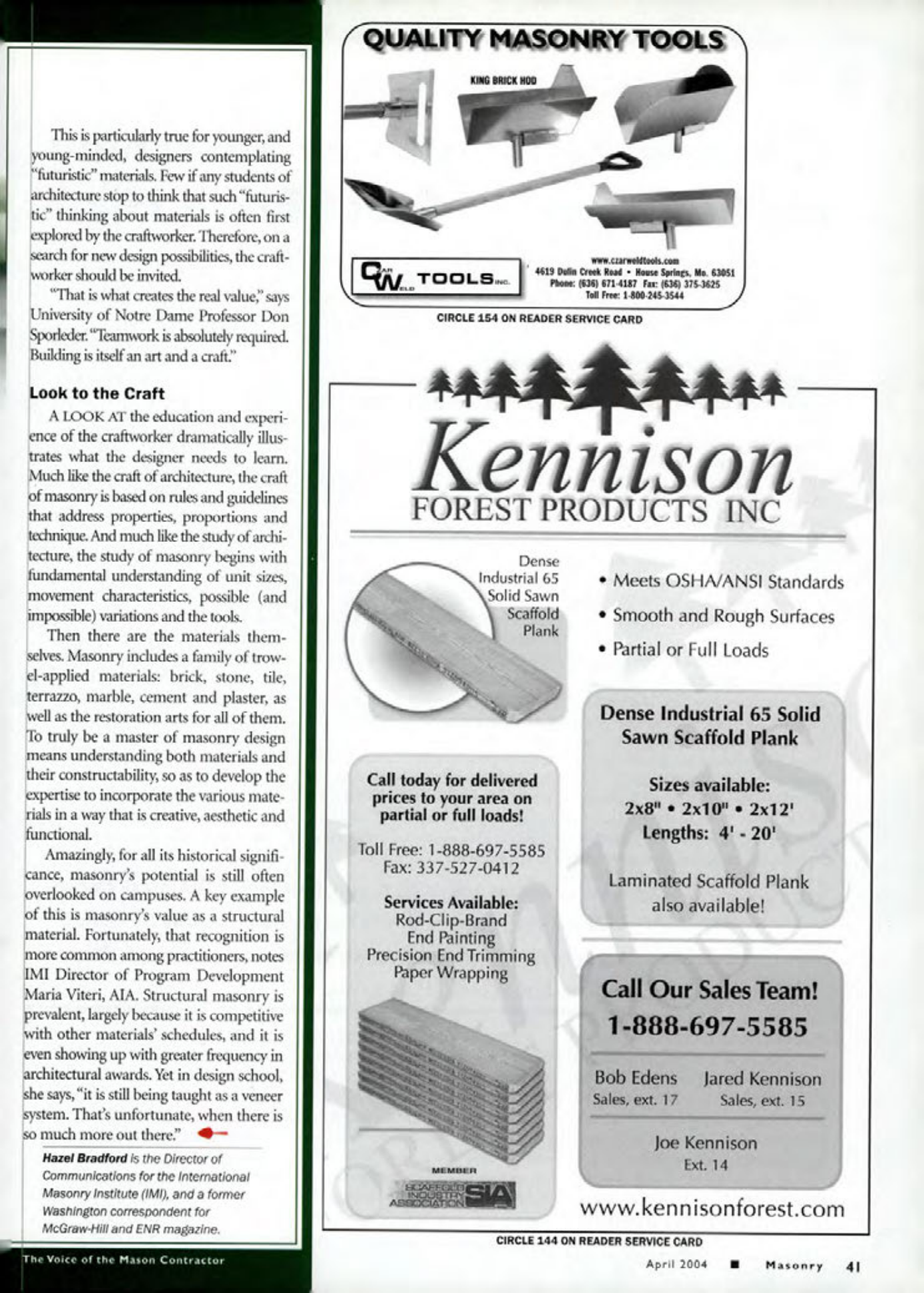 Masonry Magazine April 2004 Page. 43