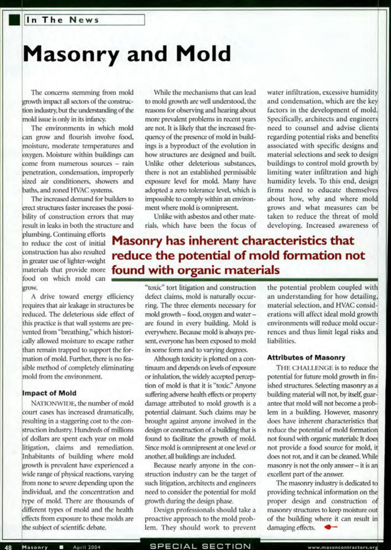 Masonry Magazine April 2004 Page. 50
