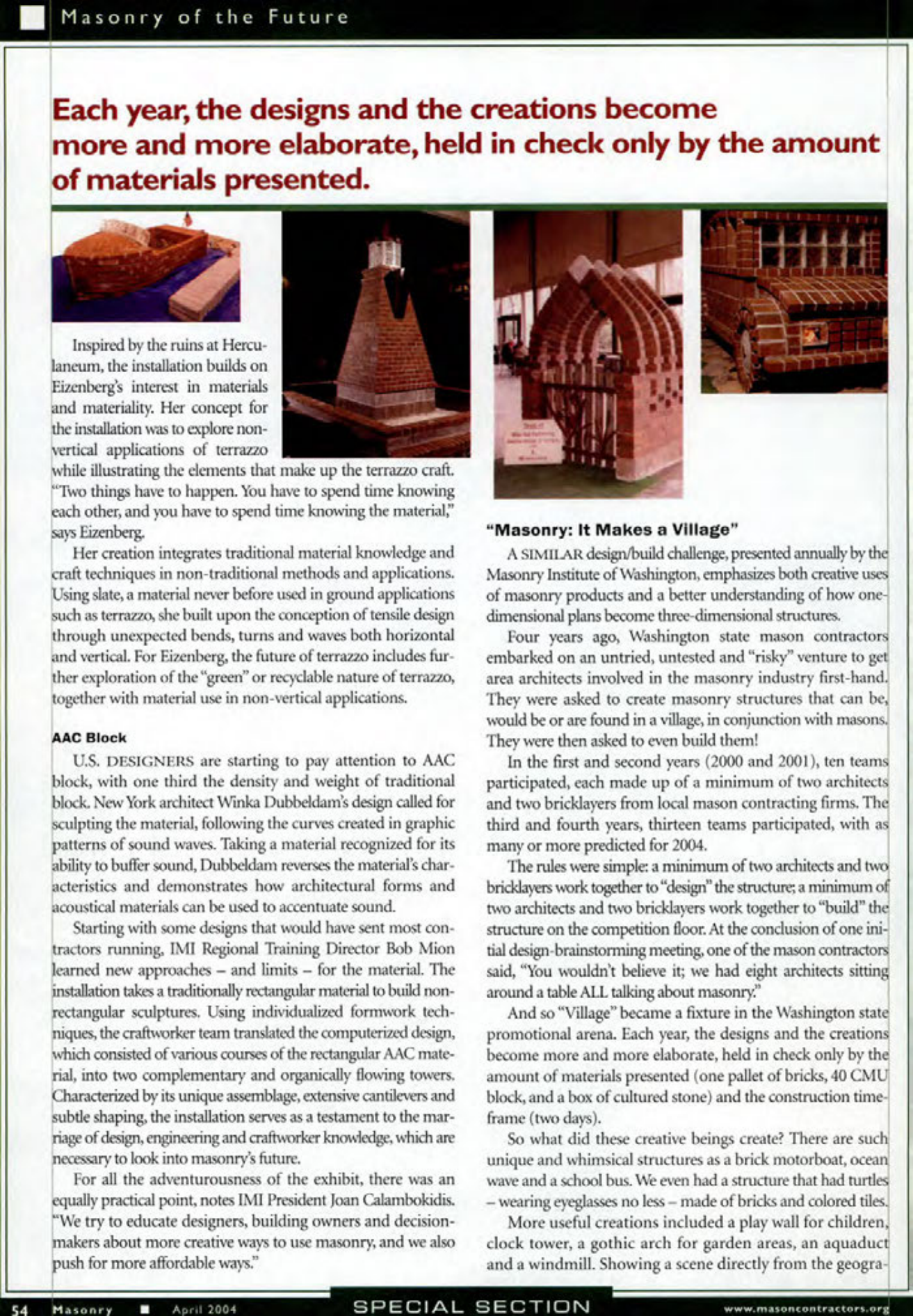 Masonry Magazine April 2004 Page. 56