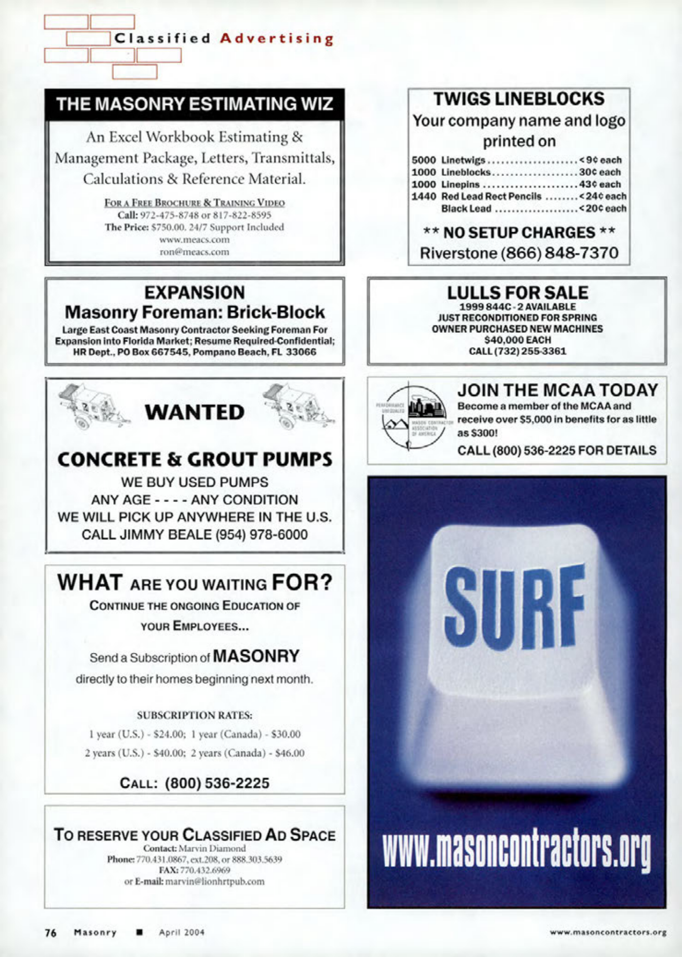 Masonry Magazine April 2004 Page. 78