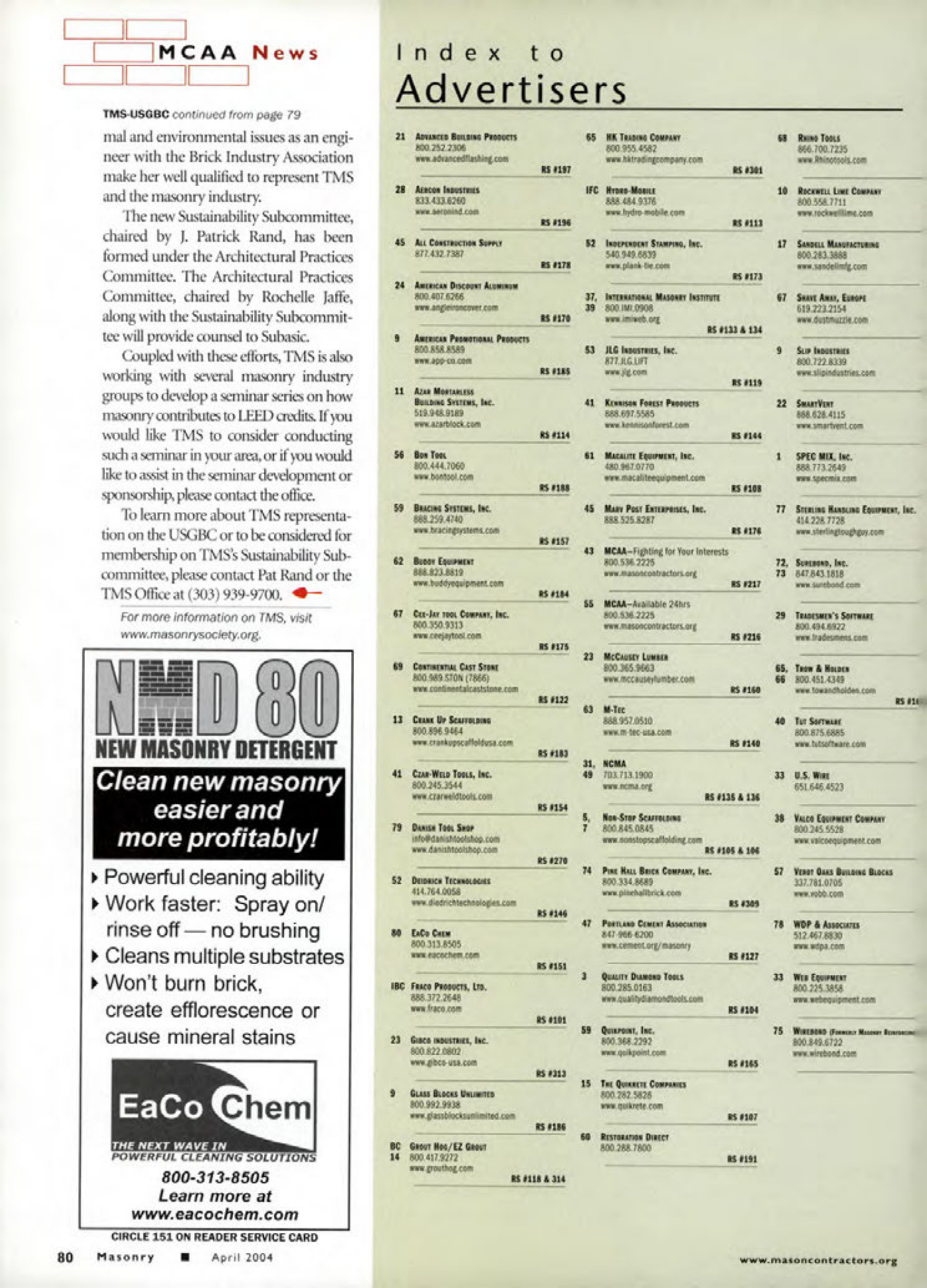 Masonry Magazine April 2004 Page. 82