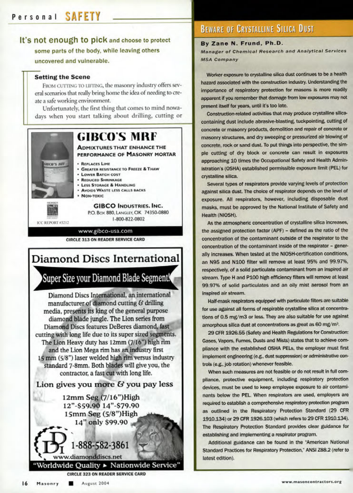 Masonry Magazine August 2004 Page. 18