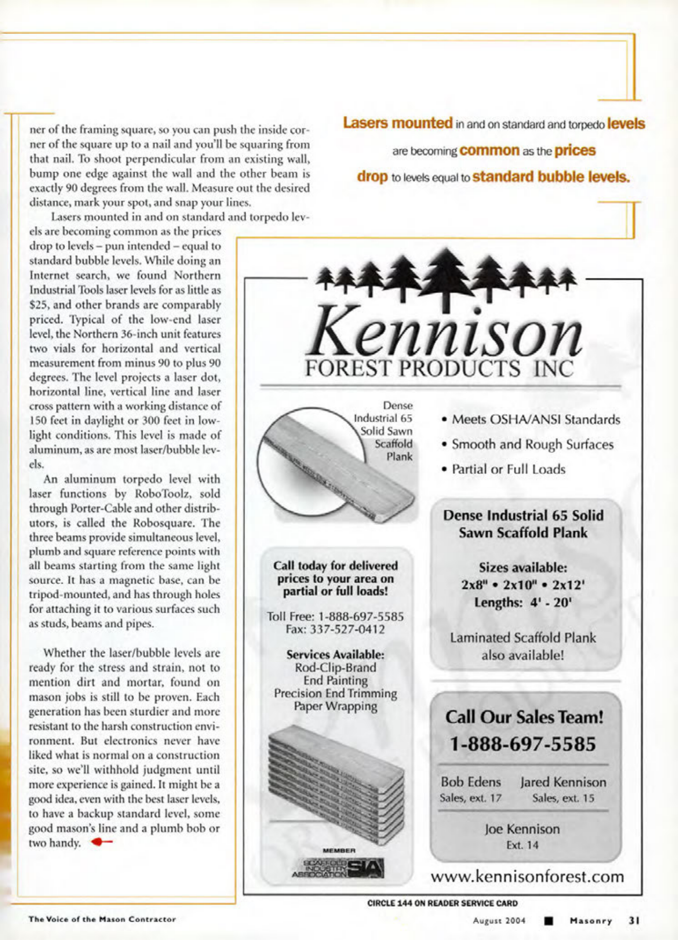 Masonry Magazine August 2004 Page. 33