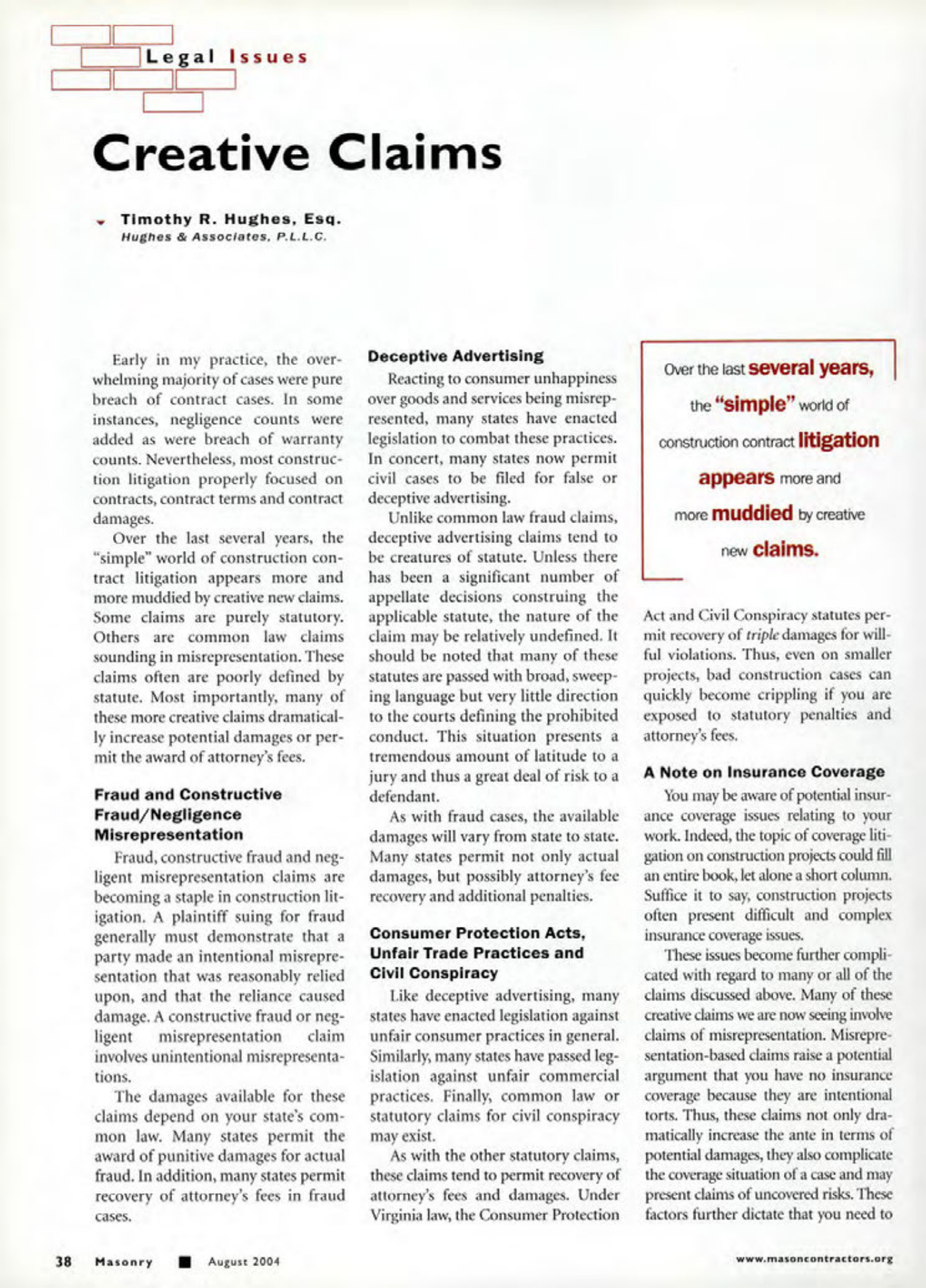 Masonry Magazine August 2004 Page. 40
