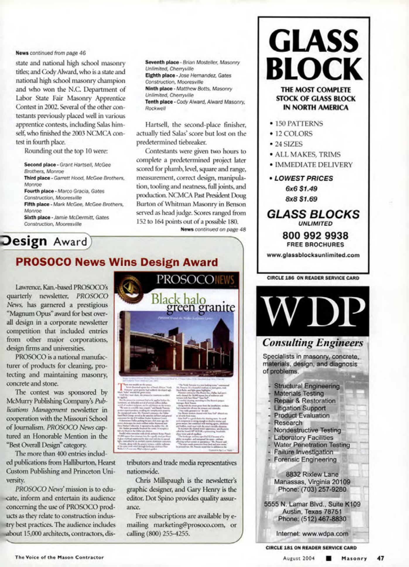 Masonry Magazine August 2004 Page. 49