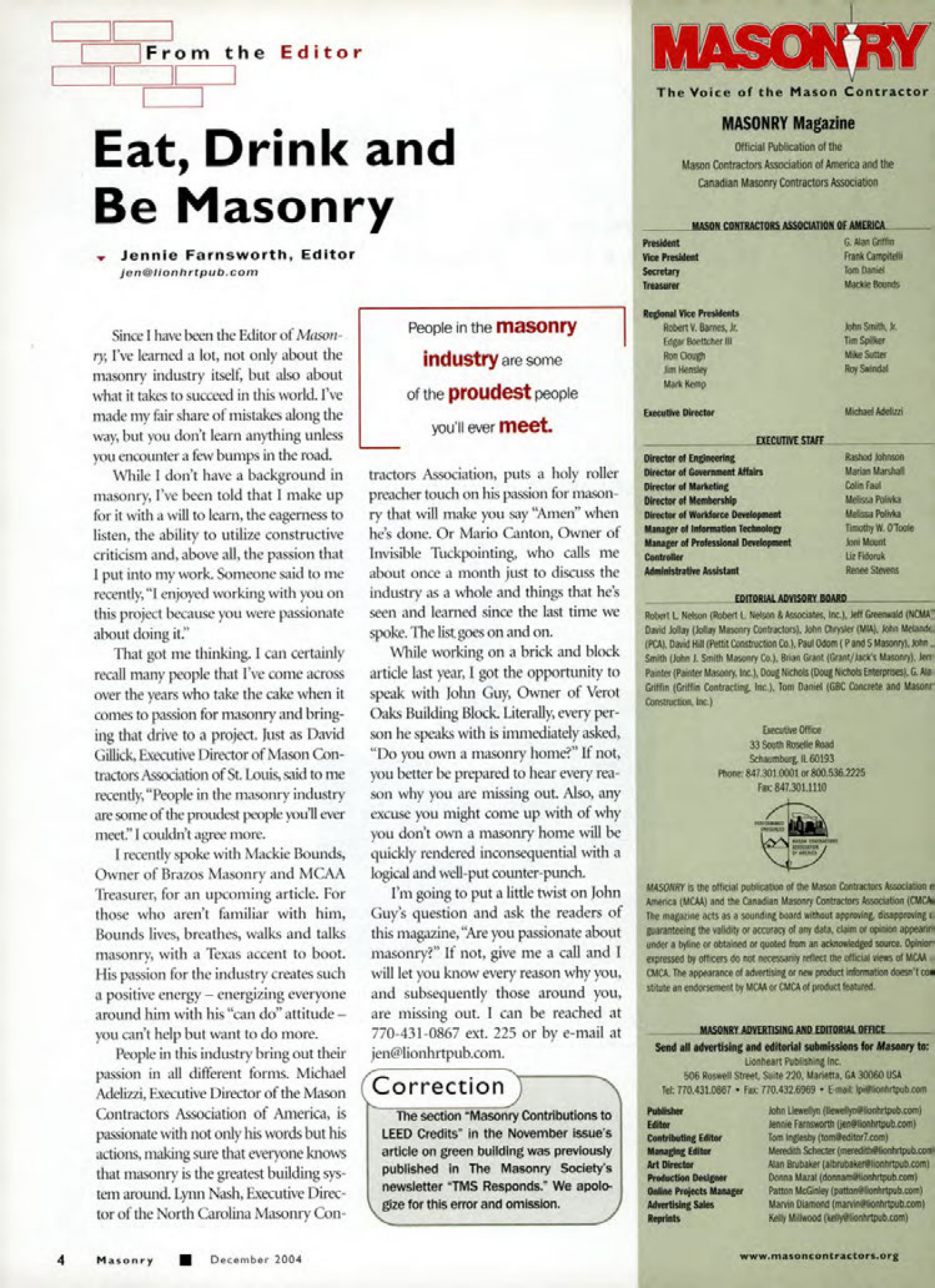 Masonry Magazine December 2004 Page. 3