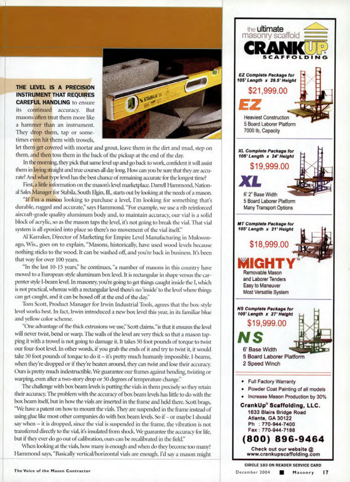Masonry Magazine December 2004 Page. 16