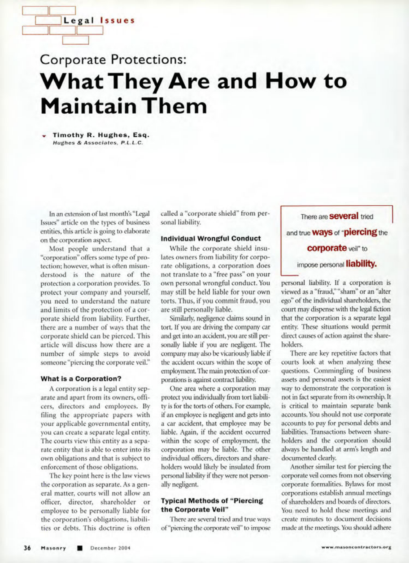 Masonry Magazine December 2004 Page. 35